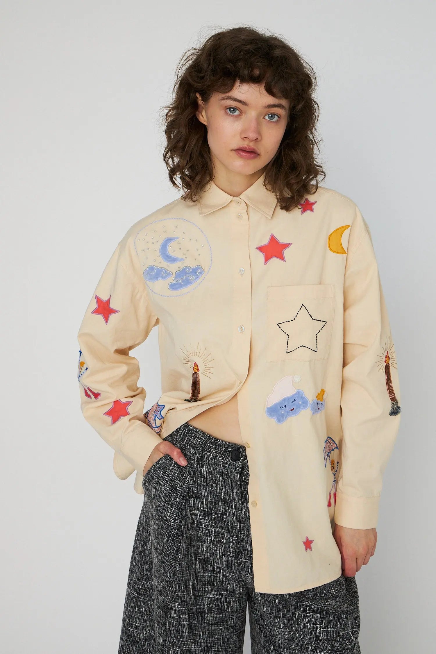 Stella Nova Bead Embellished Shirt Shirt 053 Creme Brûlée
