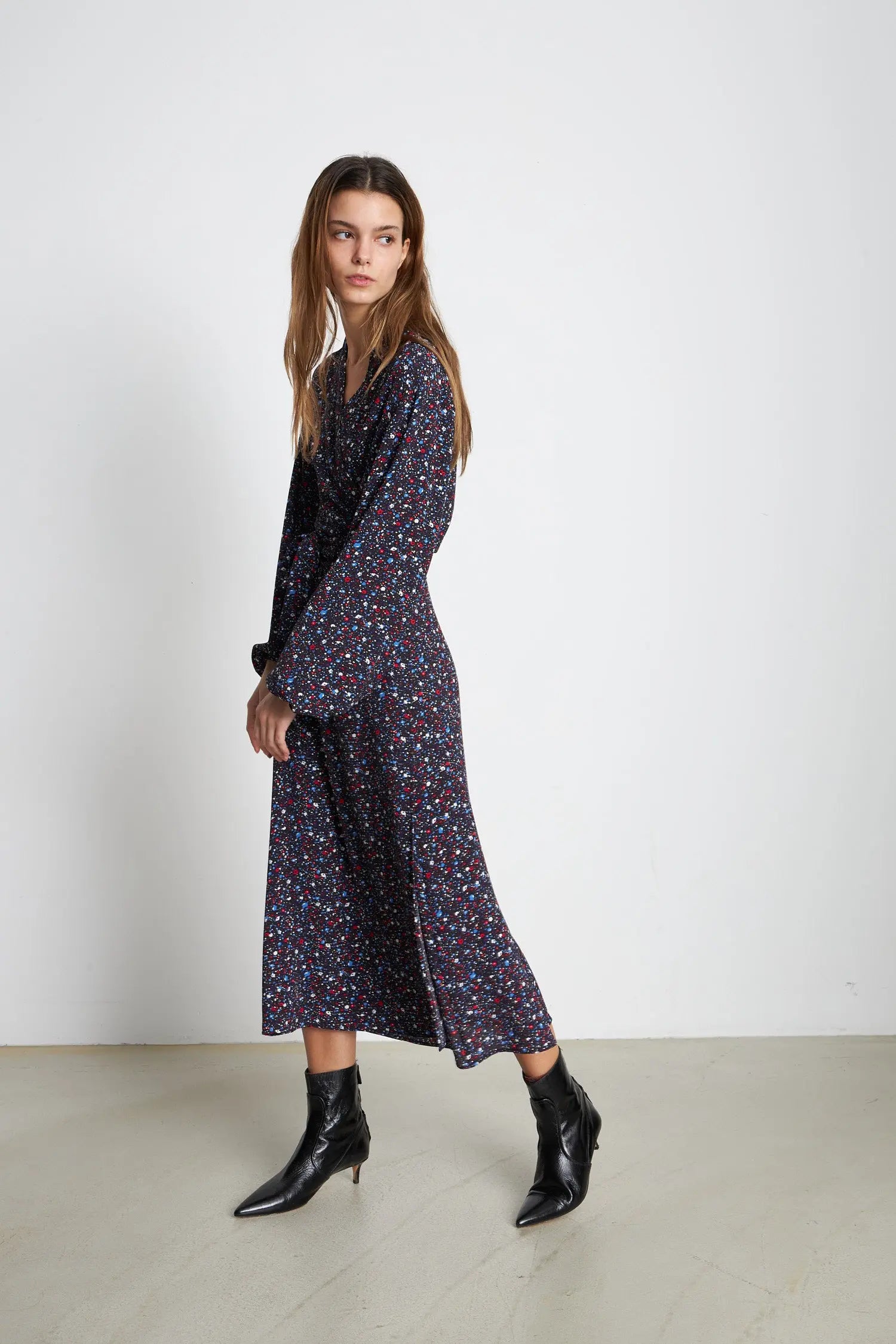 Stella Nova Midi wrap dress with all over print Dress 756 Flower Field