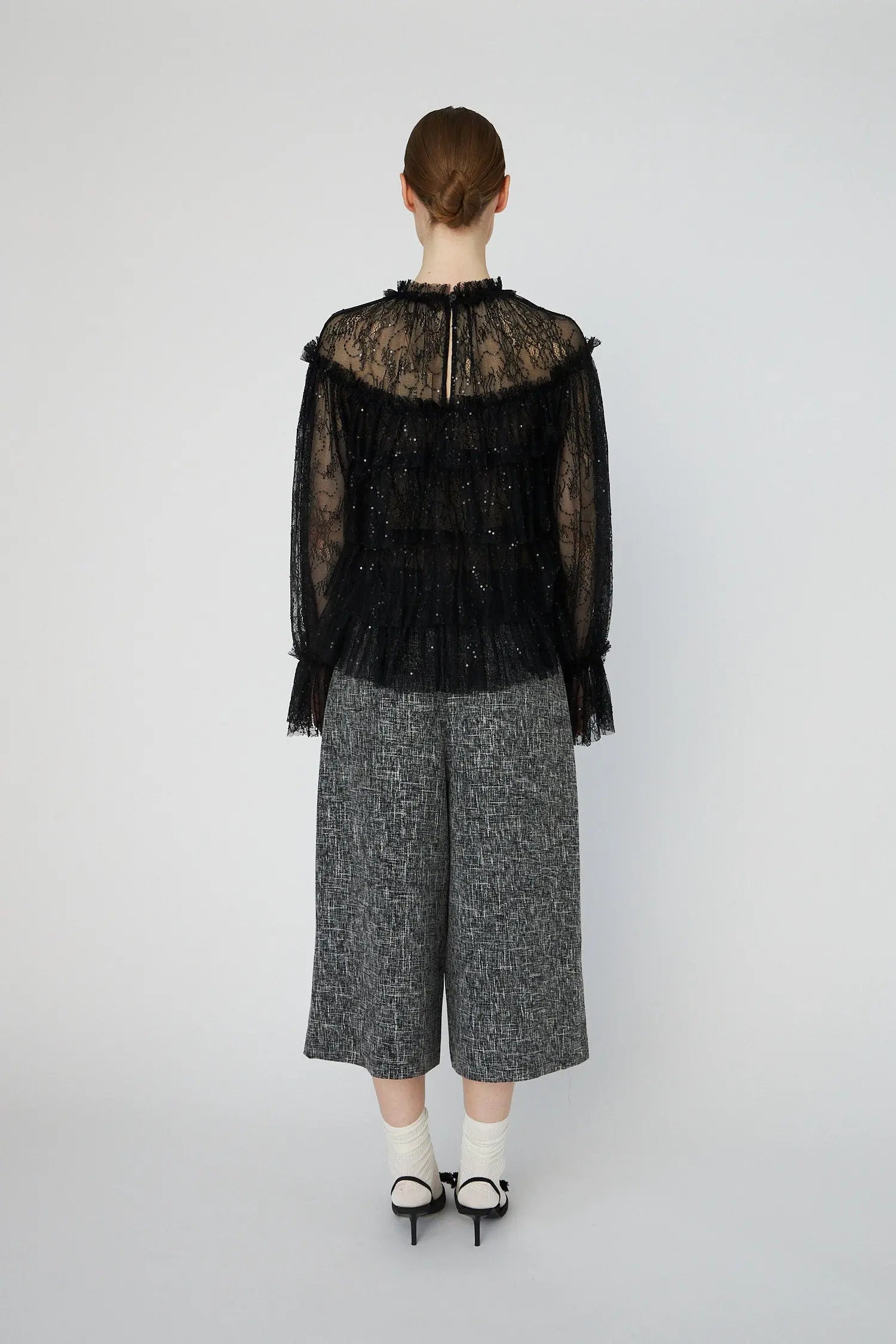 Stella Nova Sheer Frill Lace Blouse Blouse 999 Black