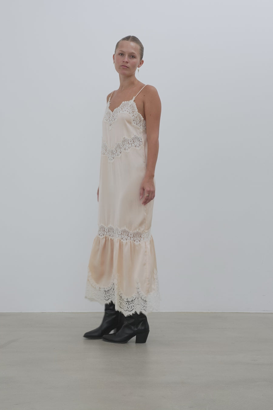 Stella Nova Delicate Lace Slip Dress Dress 409 Navy /Creme
