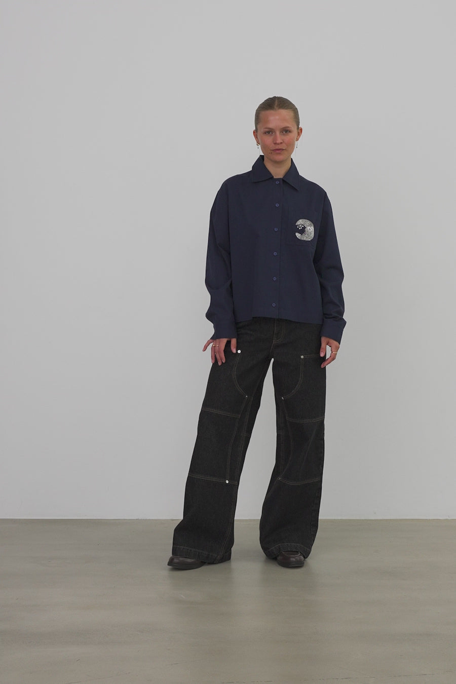 Stella Nova Embellished Moon Shirt Shirt 395 Navy