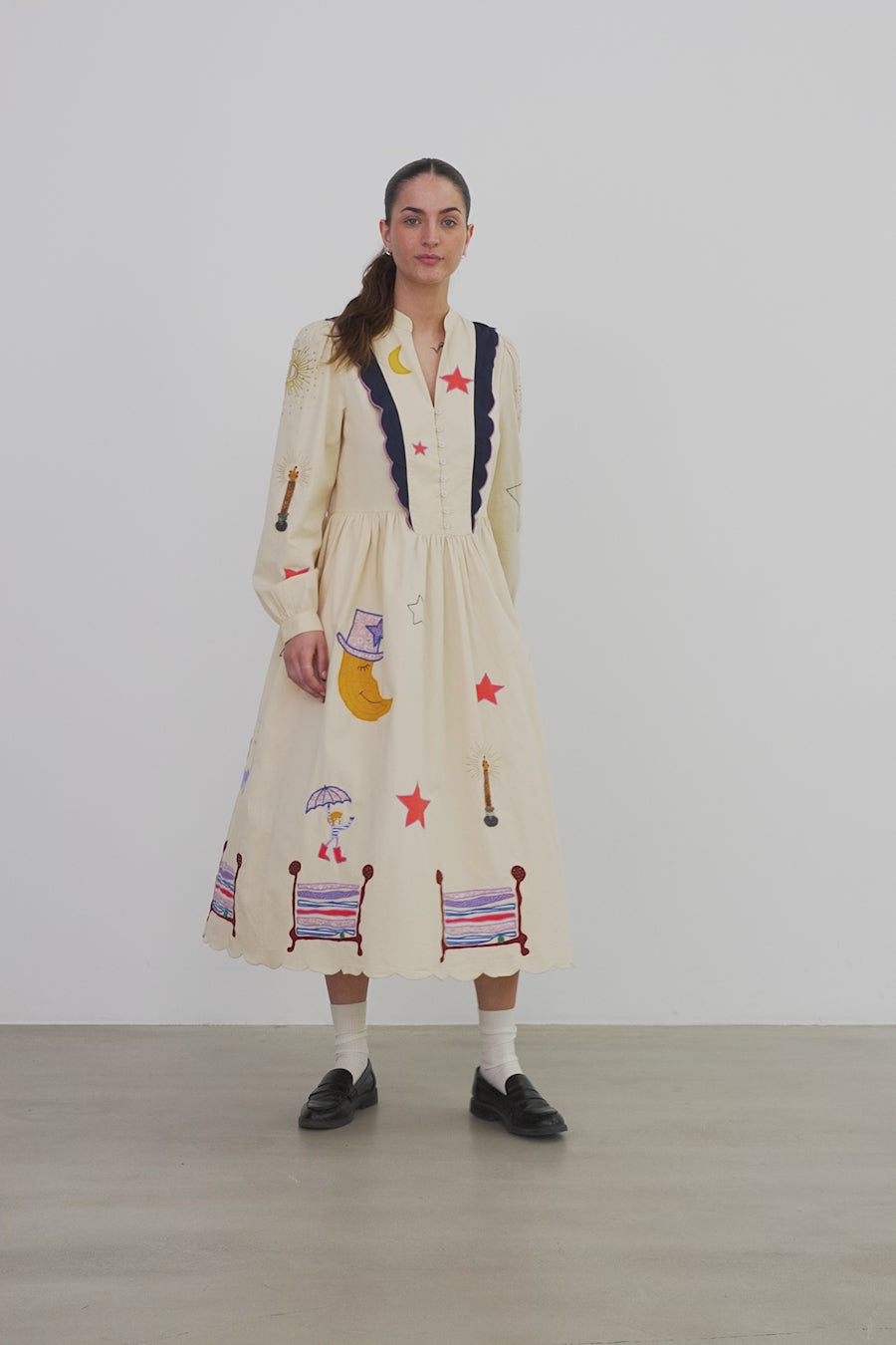 Stella Nova Bead Embellished Midi Dress Dress 053 Creme Brûlée