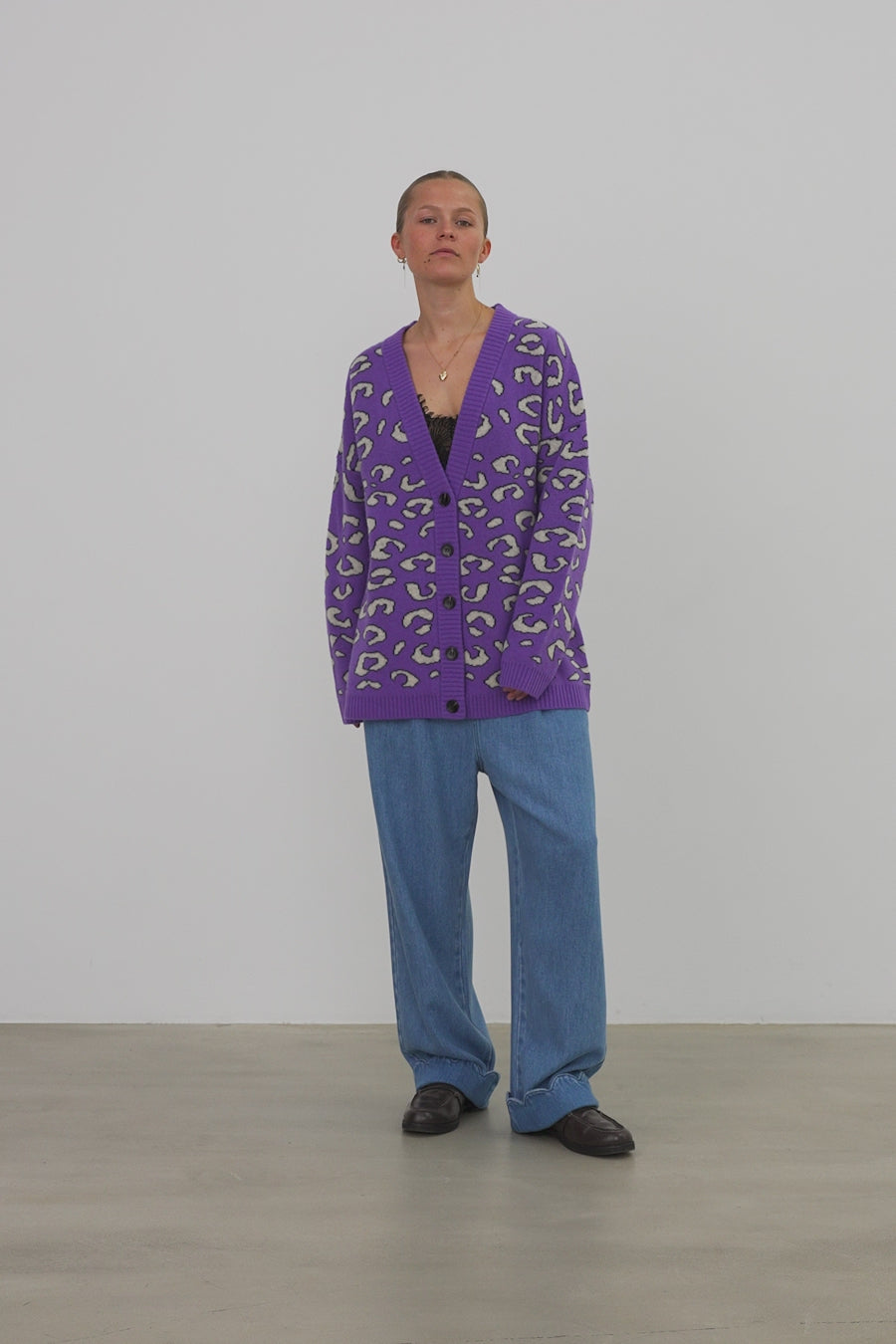 Stella Nova Animal jacquard Cardigan Cardigan 543 Monster Purple