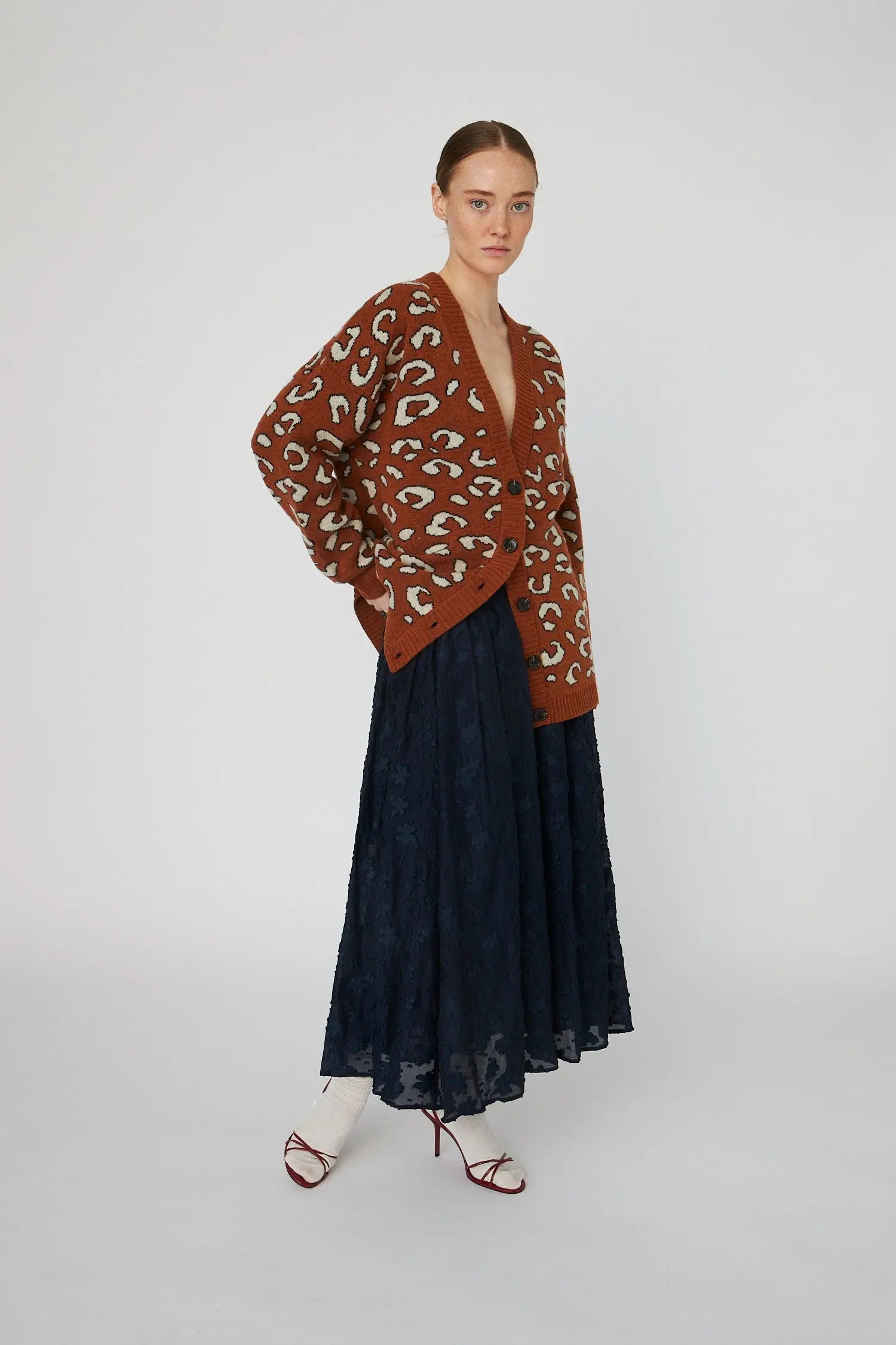 Stella Nova Animal jacquard Cardigan Cardigan 473 Burned Orange