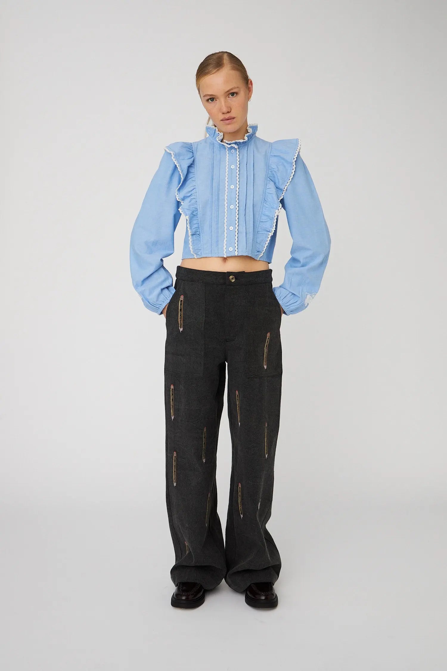 Stella Nova BACK TO SCHOOL Embroidered Pants Pants 993 Almost black
