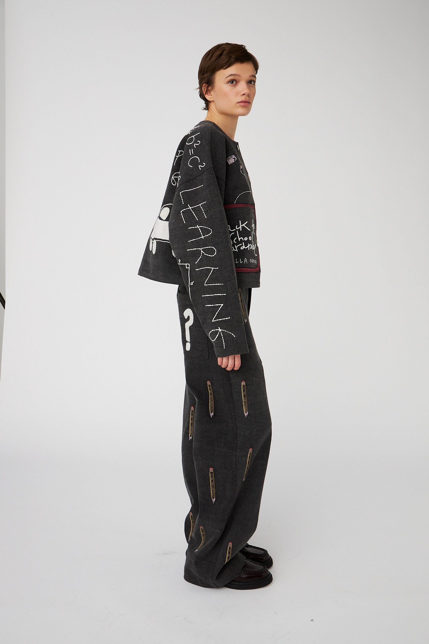Stella Nova BACK TO SCHOOL Embroidered Pants Pants 993 Almost black