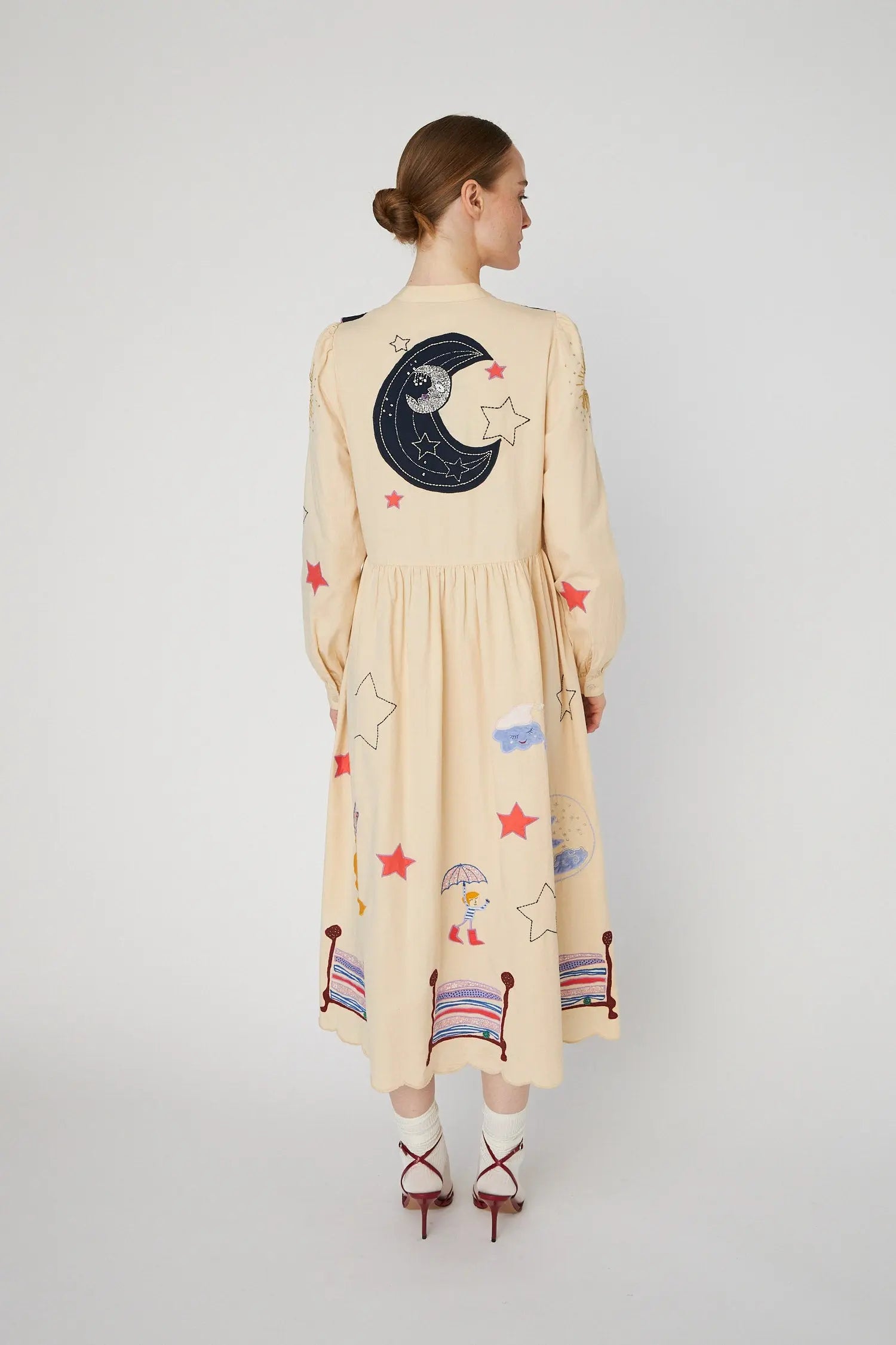 Stella Nova Bead Embellished Midi Dress Dress 053 Creme Brûlée