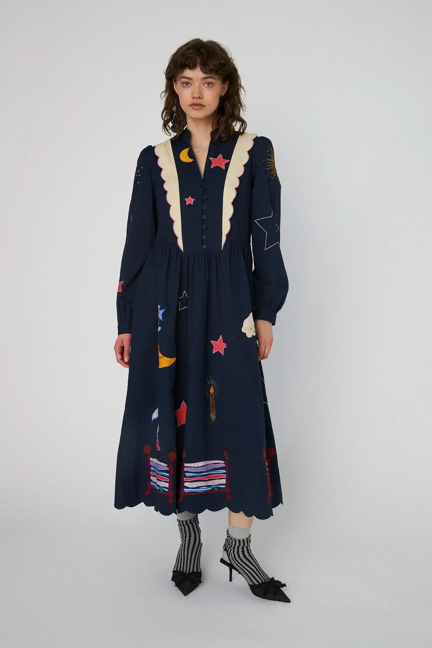 Stella Nova Bead Embellished Midi Dress Dress 395 Navy