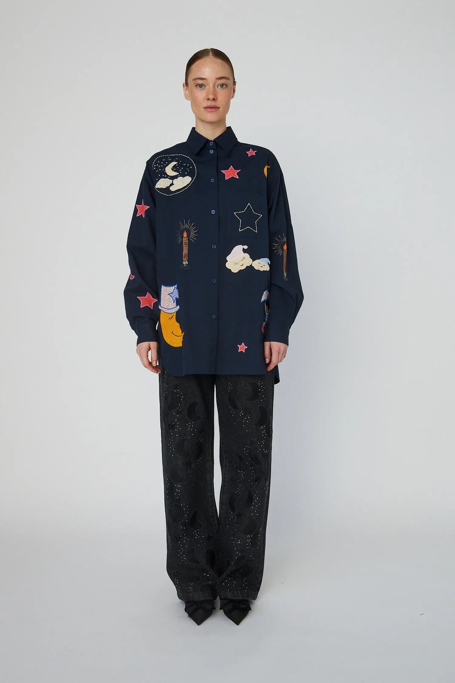 Stella Nova Bead Embellished Shirt Shirt 395 Navy