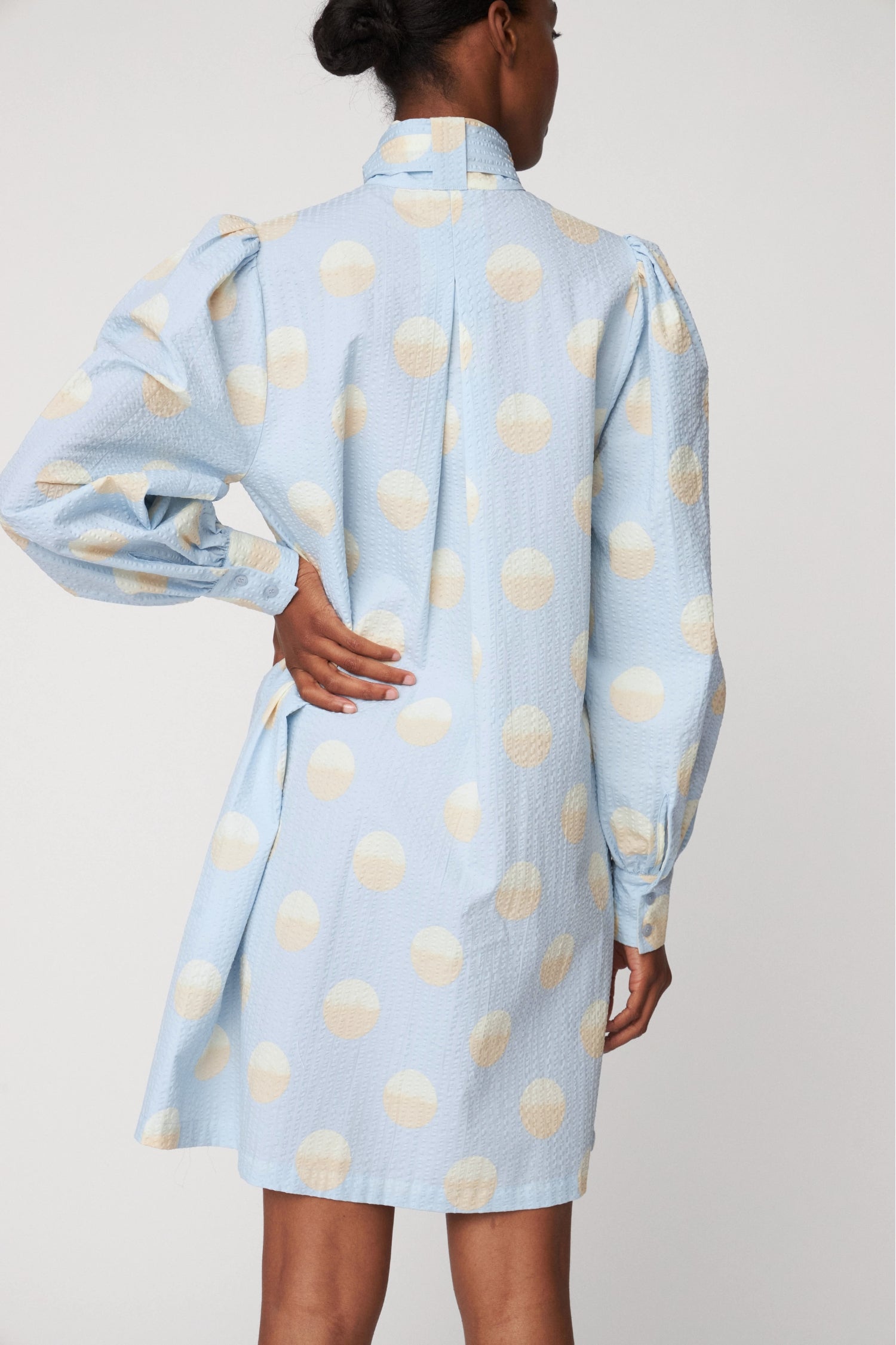 Stella Nova Big Dot Dress with Bow Tie Dress 302 Light Blue