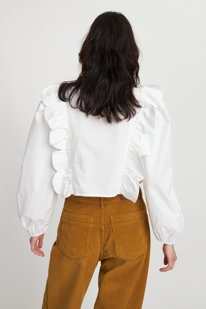 Stella Nova Blouse with scallops and embroideries Blouse 001 White