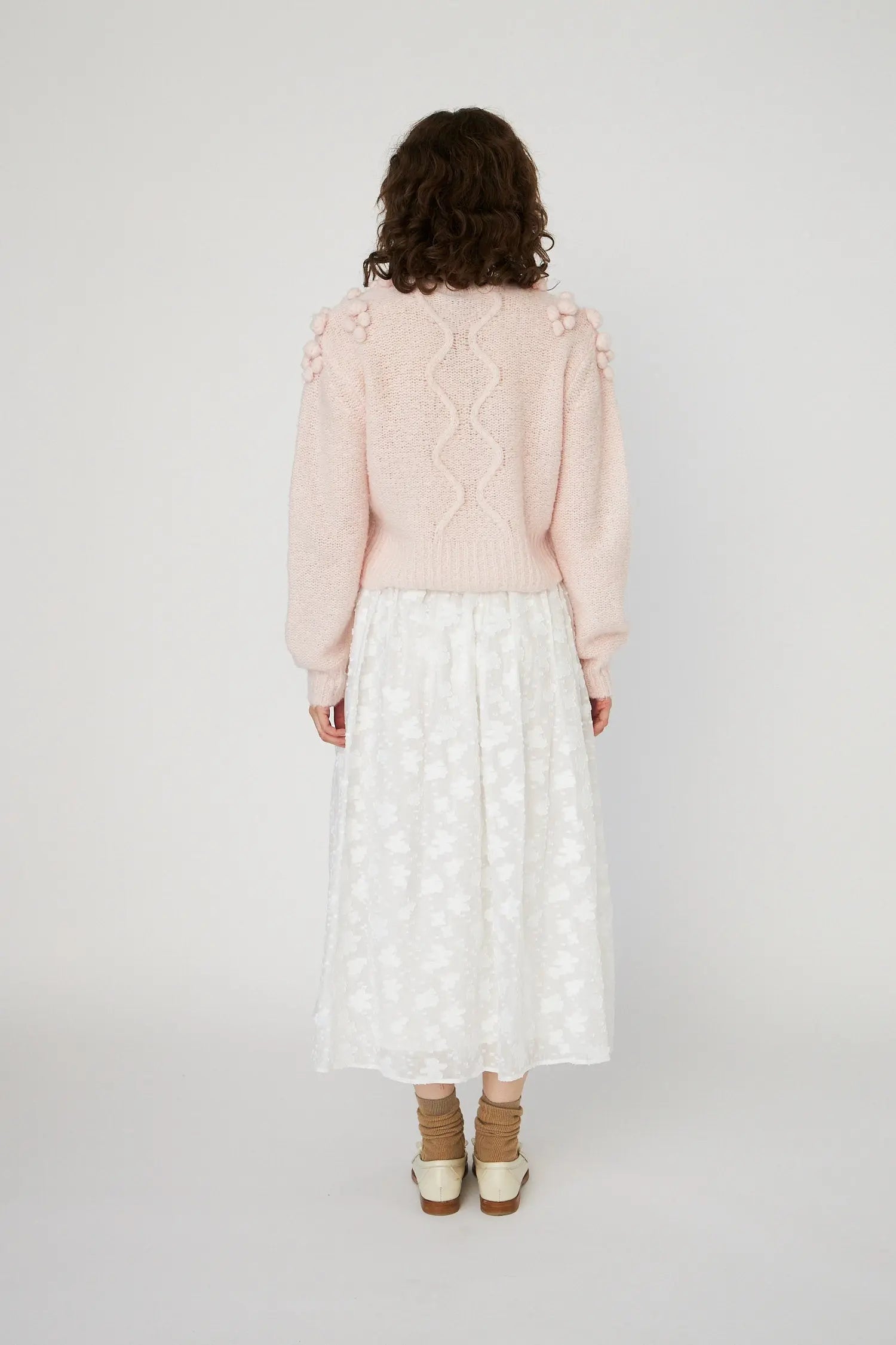 Stella Nova Cable Knit with bobbles Sweater 558 Pale Pink