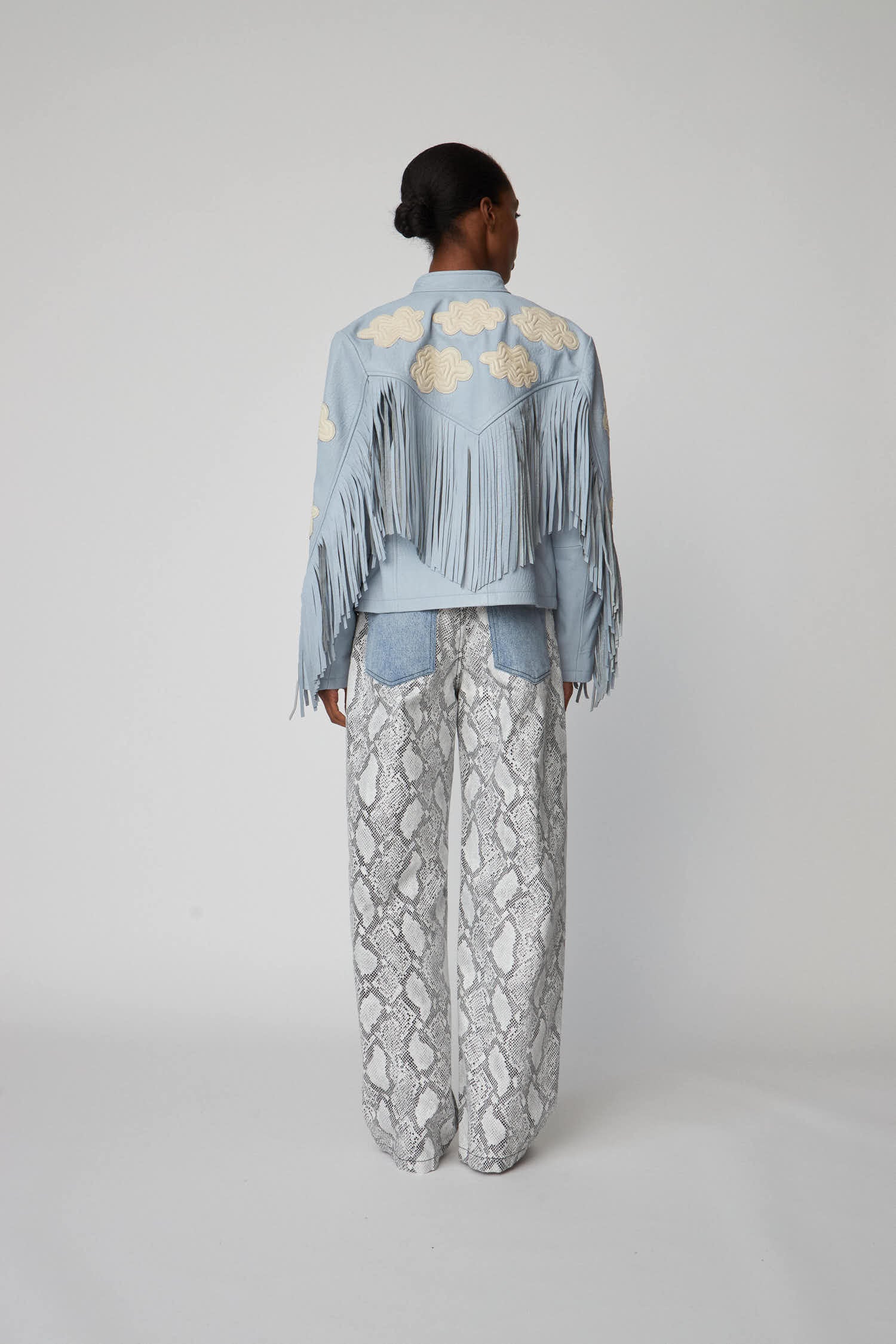 Stella Nova Cloud Leather Jacket with Fringes Leather Jacket 302 Light Blue