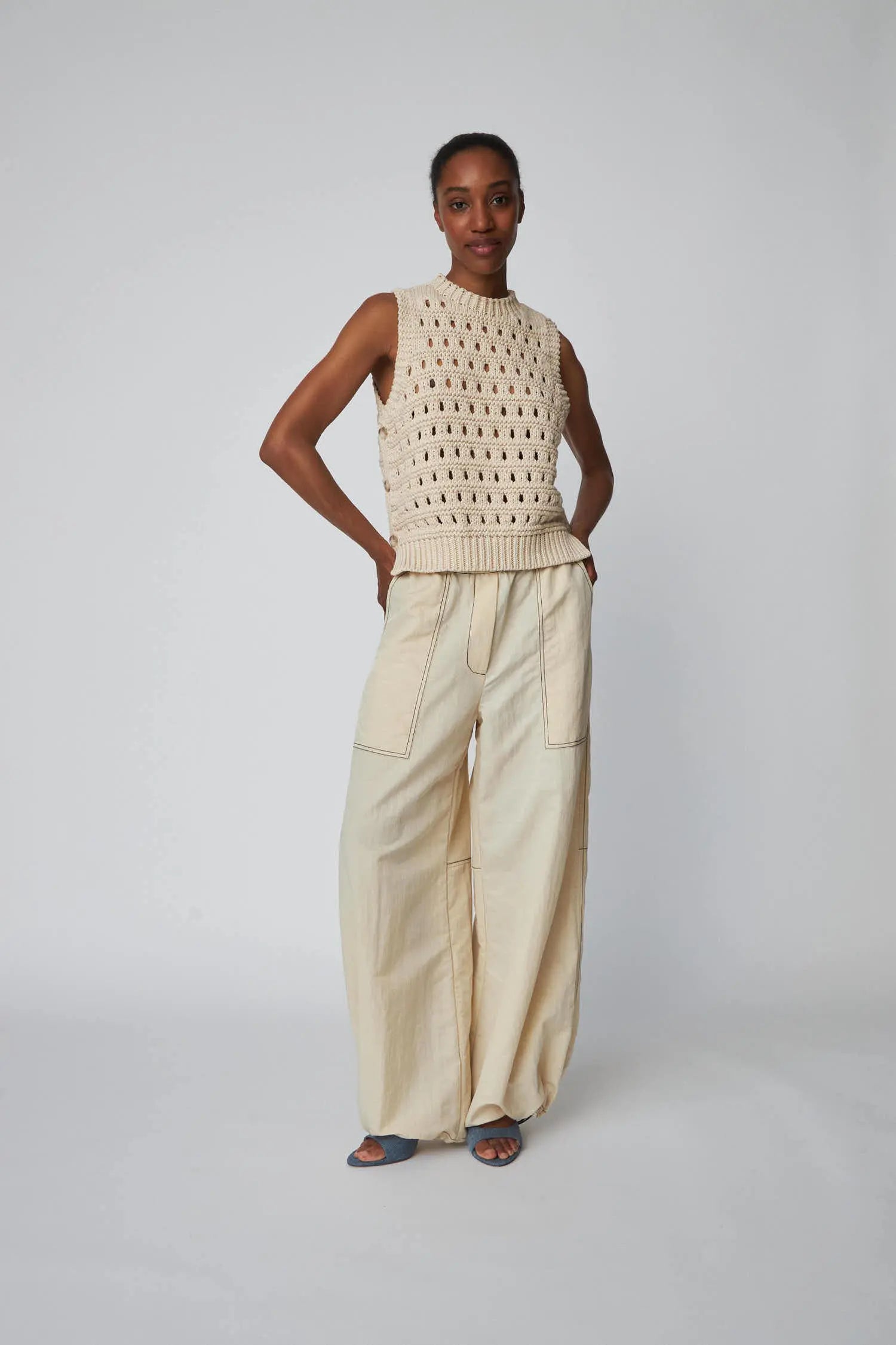 Stella Nova Cotton Stitch Vest Slipover 029 Creme