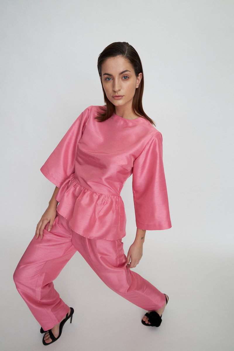 Stella Nova Crispy peplum blouse Blouse 465 Pink