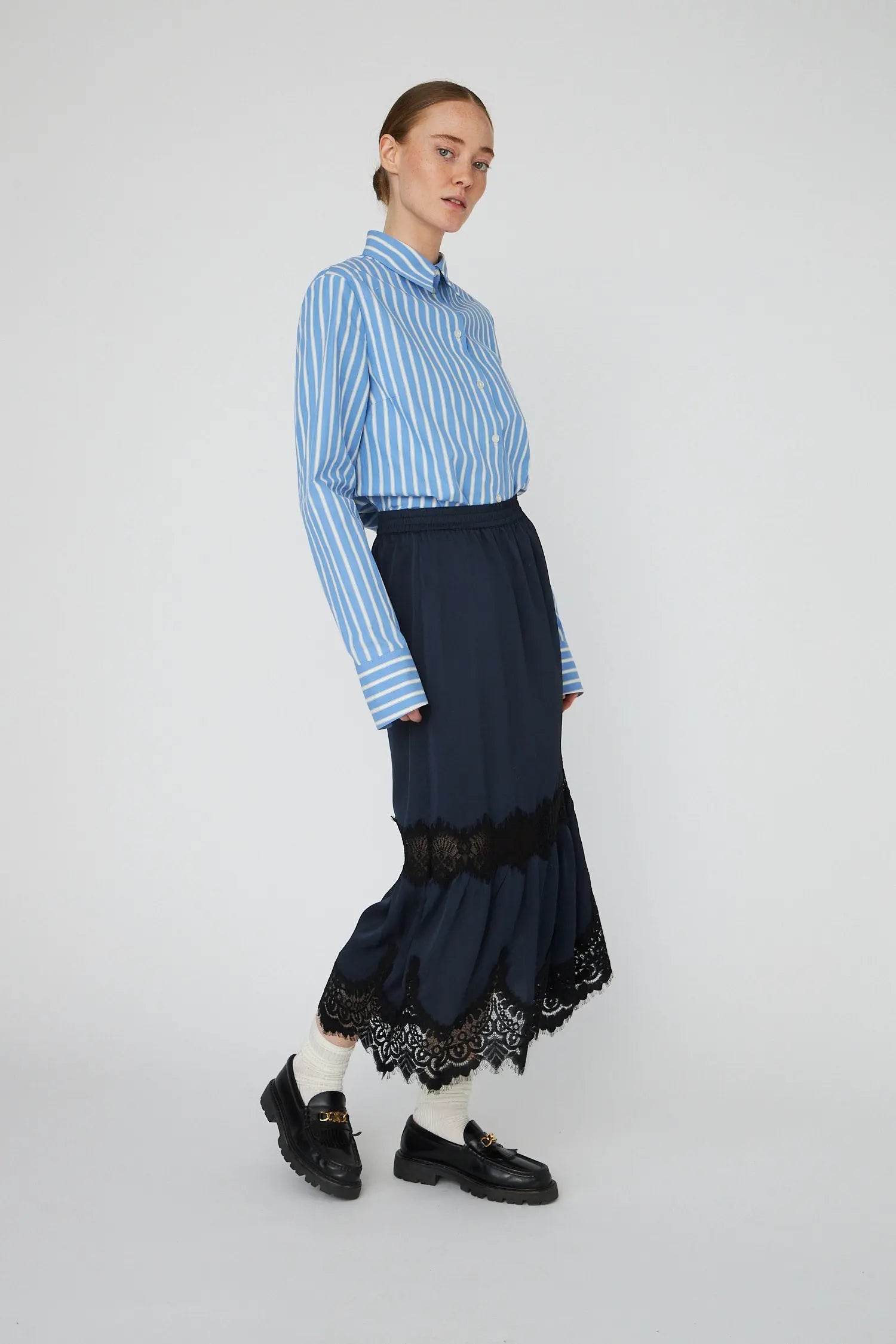 Stella Nova Delicate Lace Midi Skirt Skirt 401 Ultra Navy