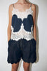 Delikat blondetop - Navy /Creme