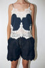 Delikat blondetop - Navy /Creme