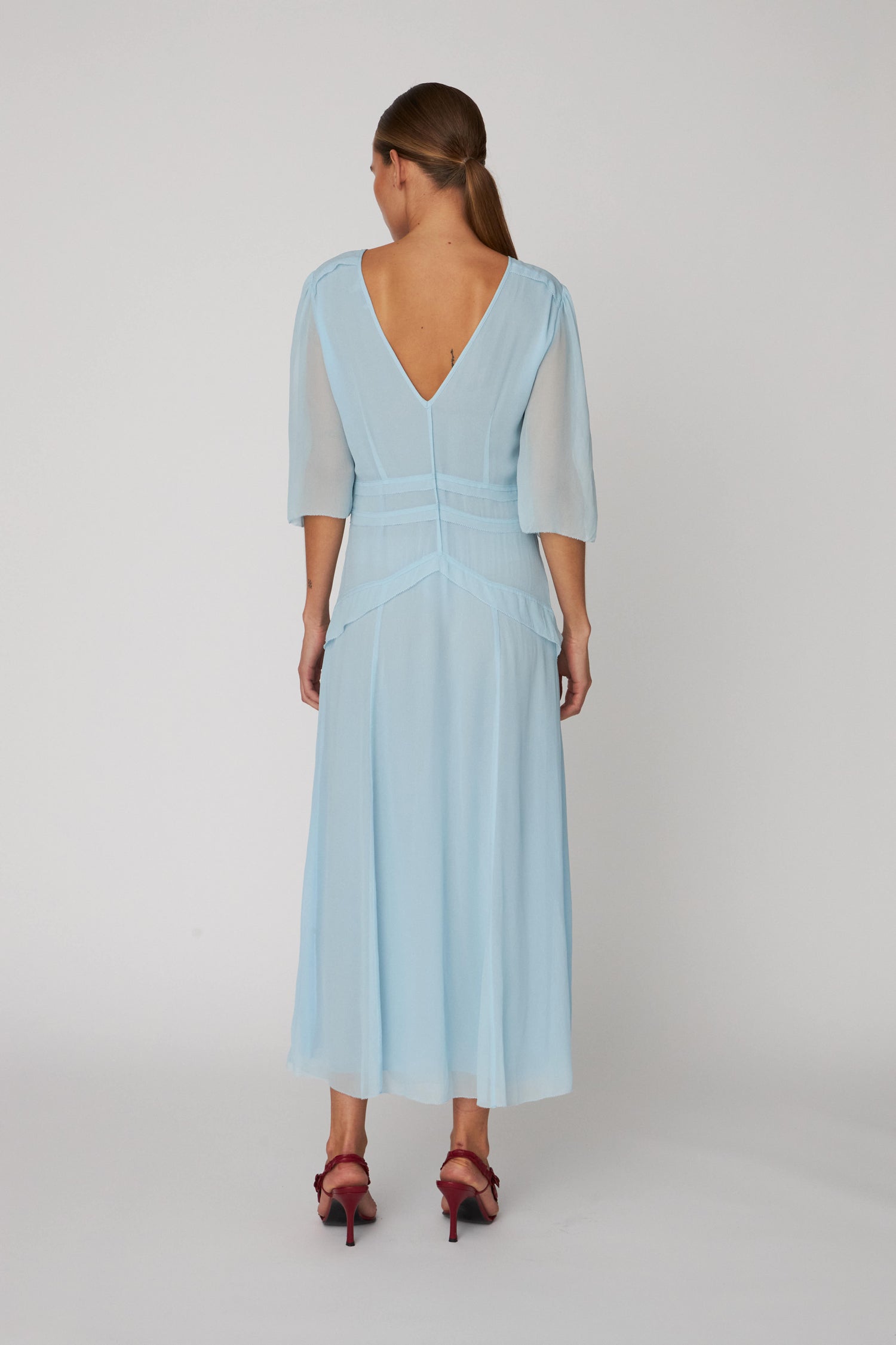 Stella Nova Delicate Crepe Chiffon Dress Dress 337 Clear Blue