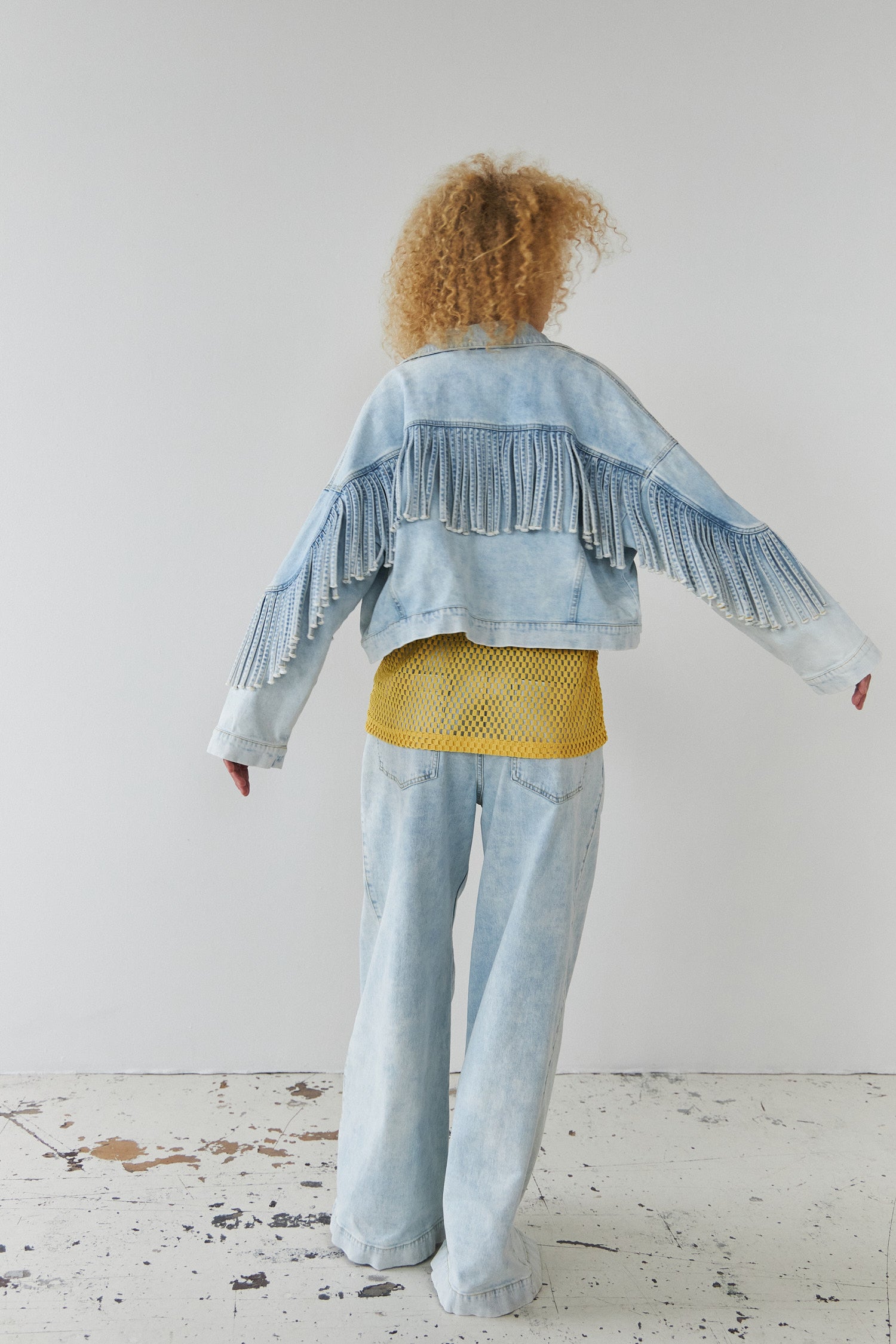 Stella Nova Denim jacket with fringes Jacket 301 Soft Sky