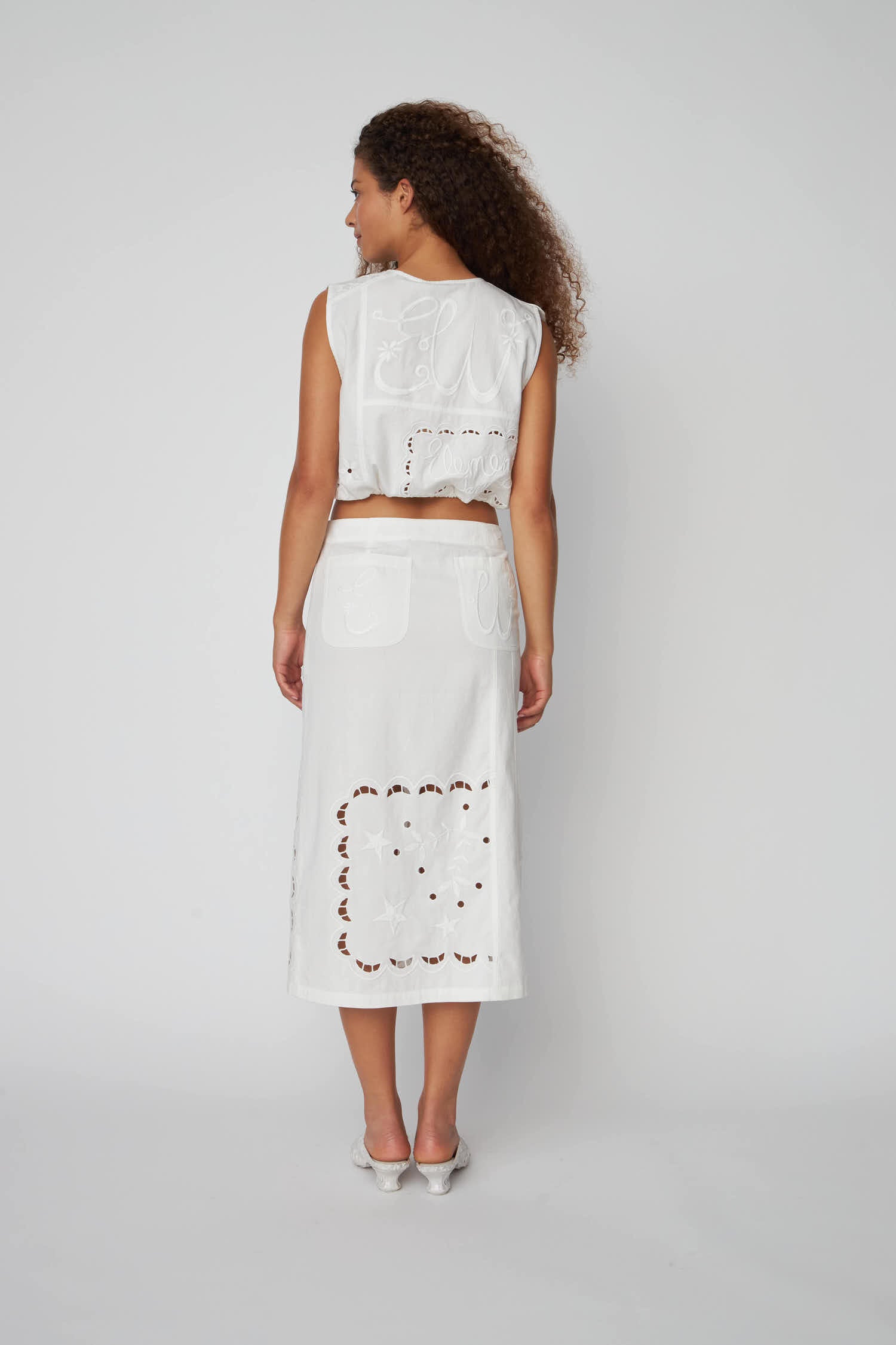 Stella Nova Elements Embroidered Cotton Skirt Skirt 001 White