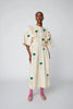 Broderet midikjole med tunger - Green/Creme