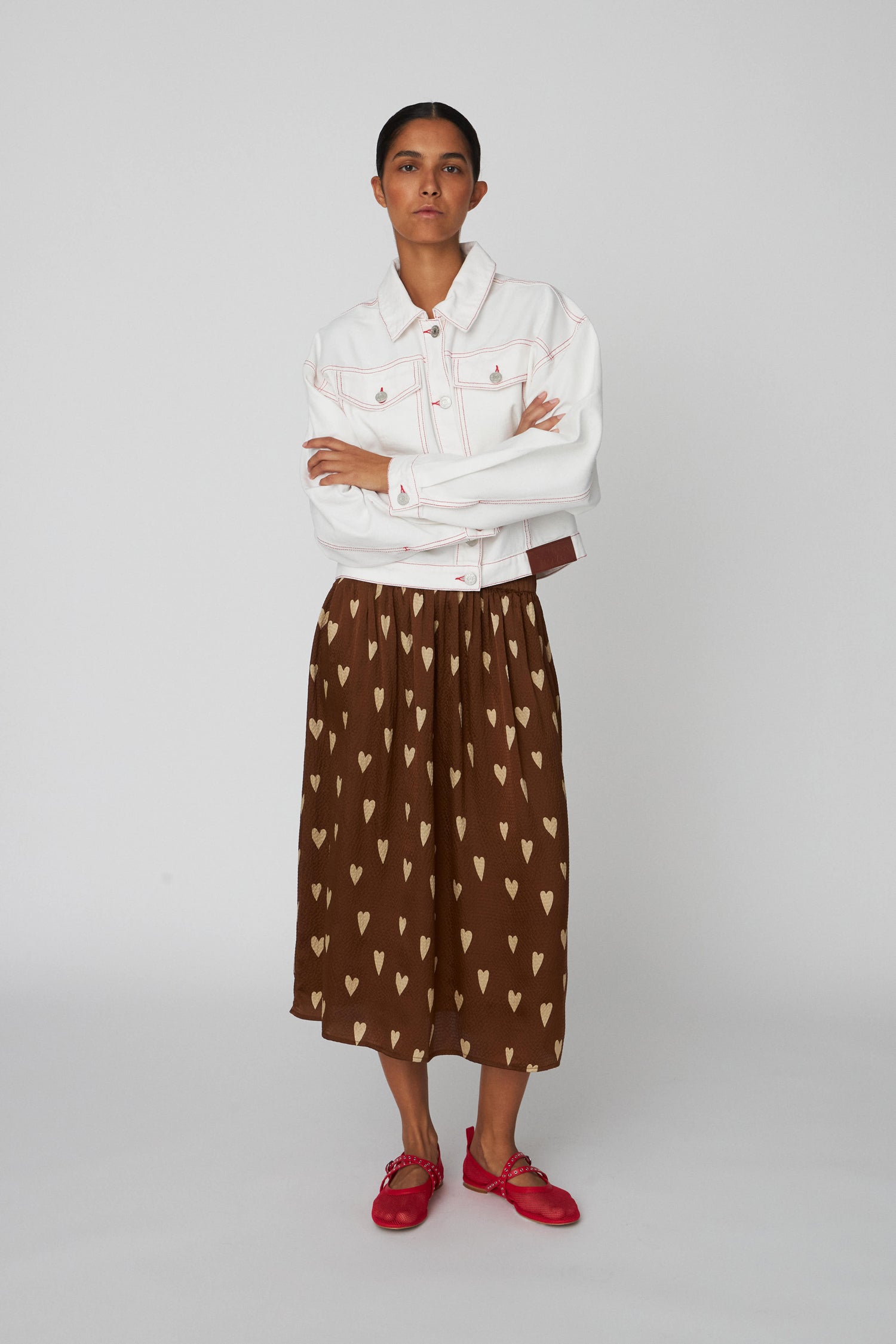 Stella Nova Heart printed Silk Skirt Skirt 371 Hearts
