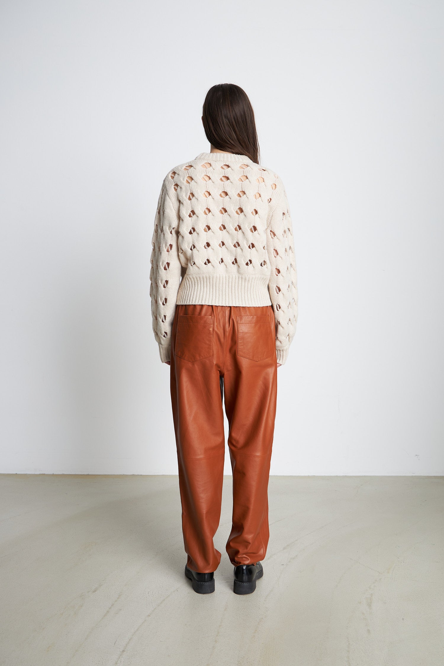 Stella Nova Knitted sweater with hole pattern Sweater 029 Creme