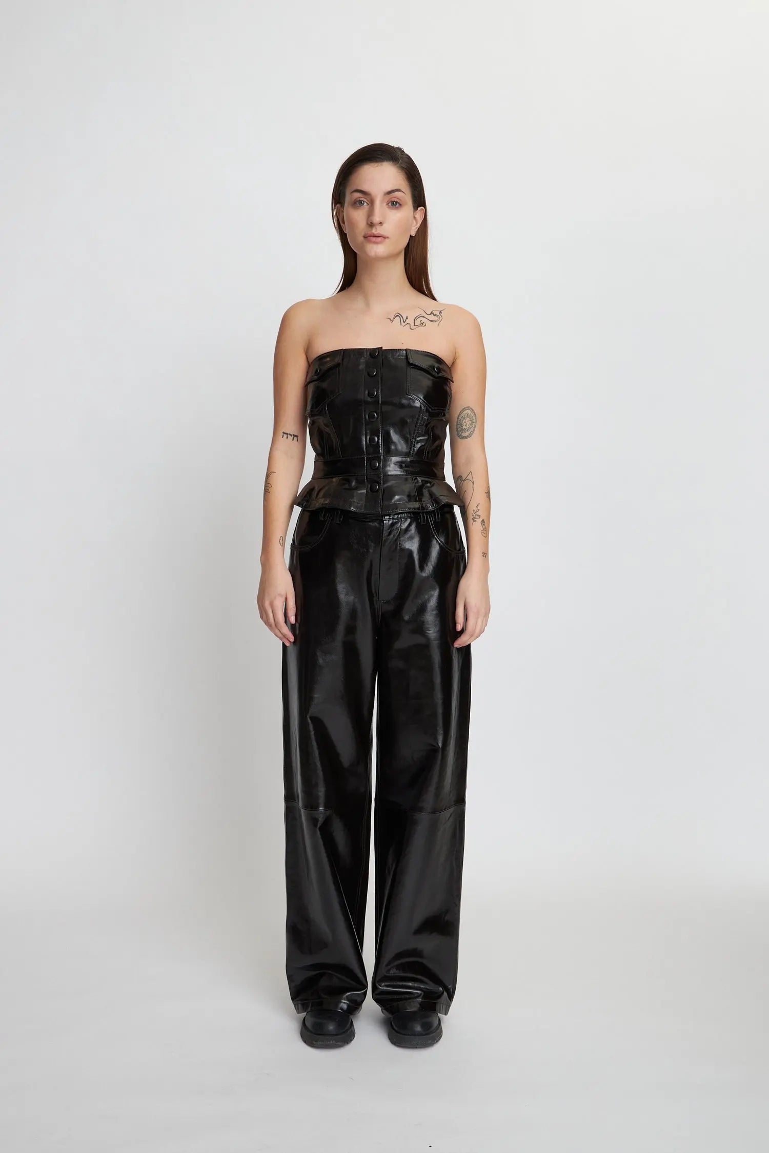 Stella Nova Leather corsage Top 869 Brown