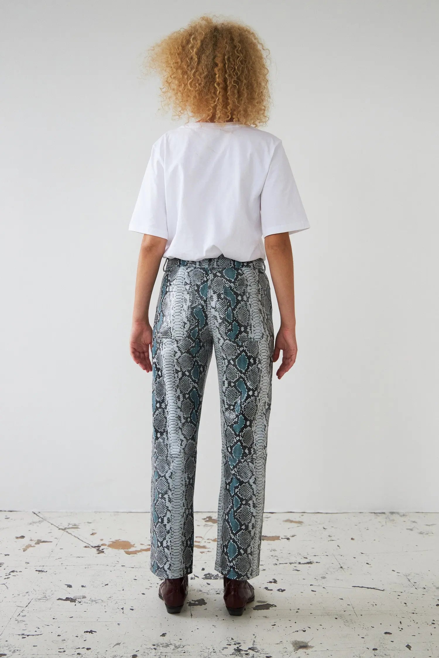 Stella Nova Leather snake look pants Leather Pants 226 Grey Green