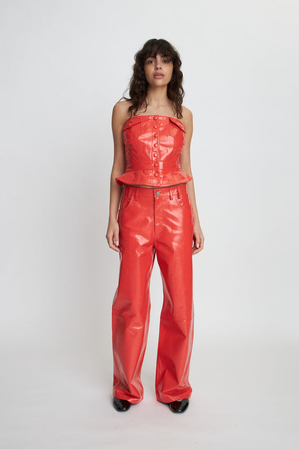 Stella Nova Leather corsage Top 492 Cherry Tomato