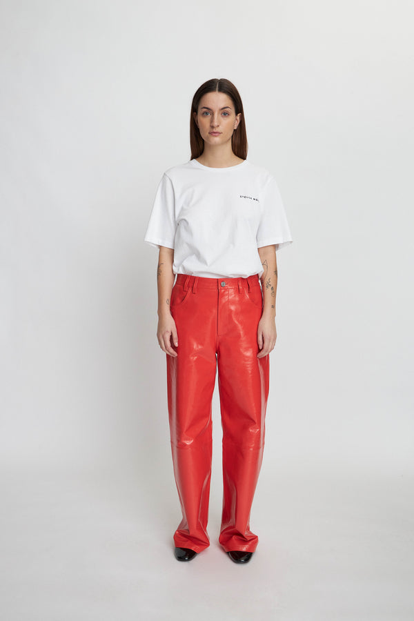 Stella Nova Leather pants with jeans look Leather Pants 492 Cherry Tomato