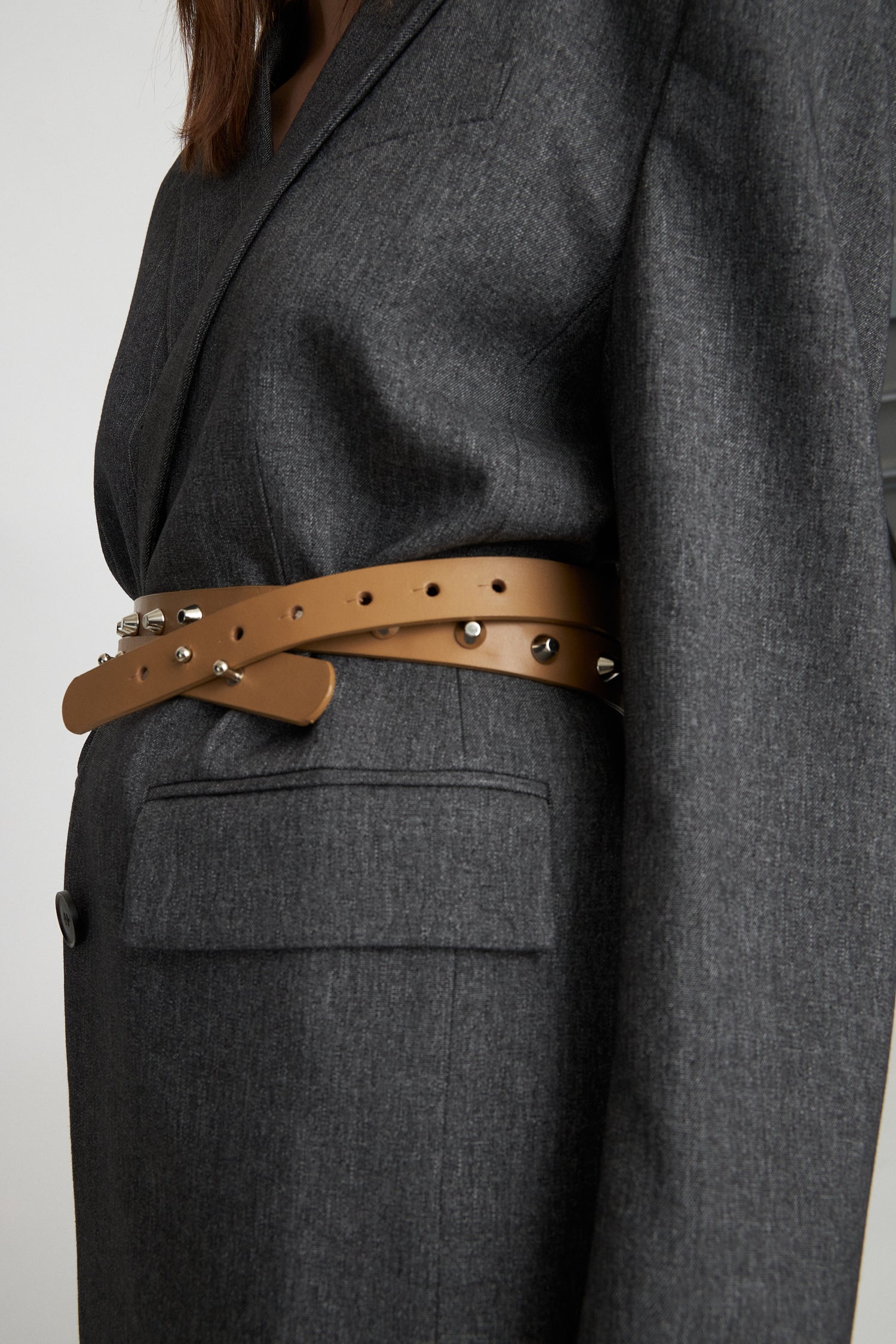 Stella Nova Leather stud belt Belt 074 Camel