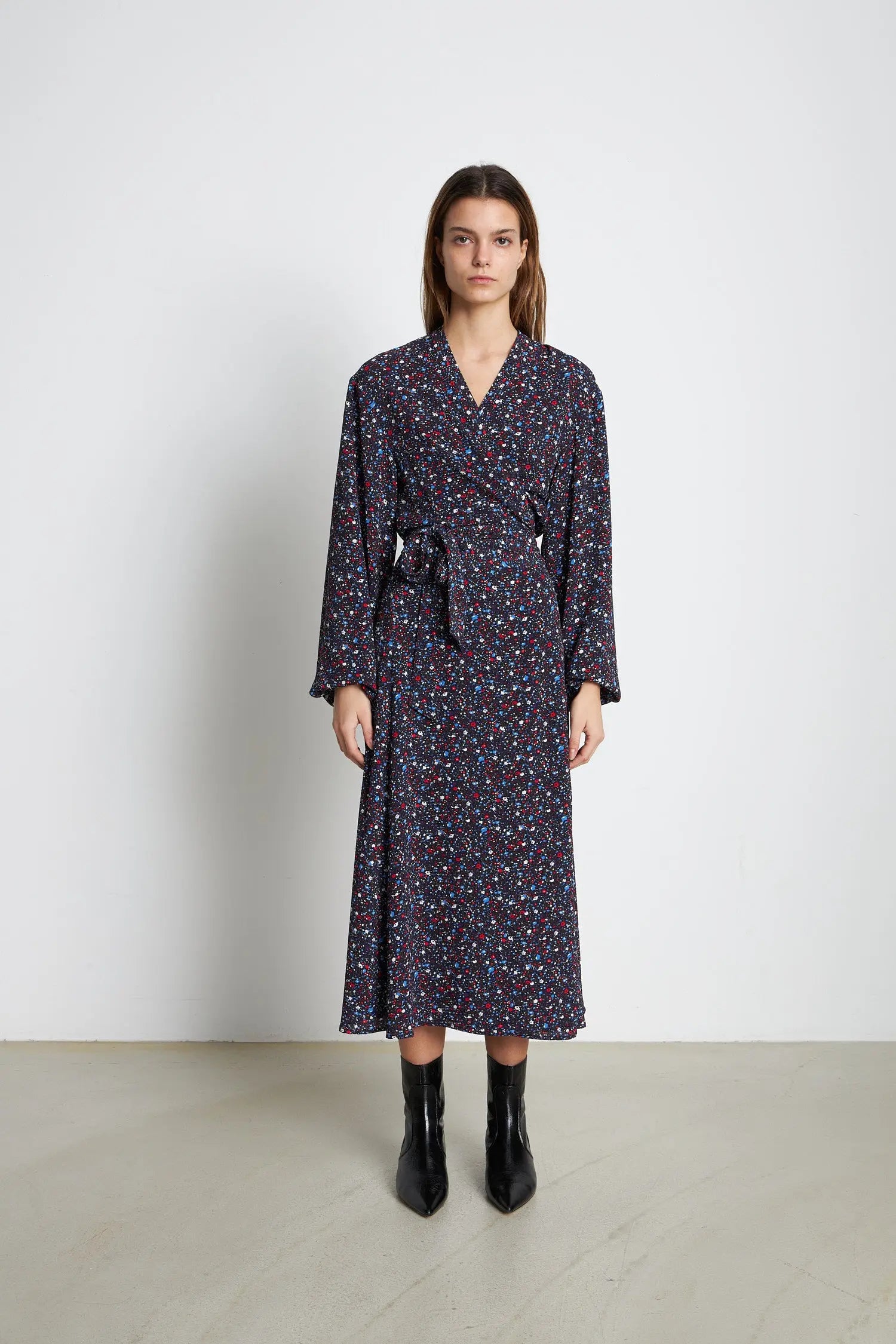 Stella Nova Midi wrap dress with all over print Dress 756 Flower Field