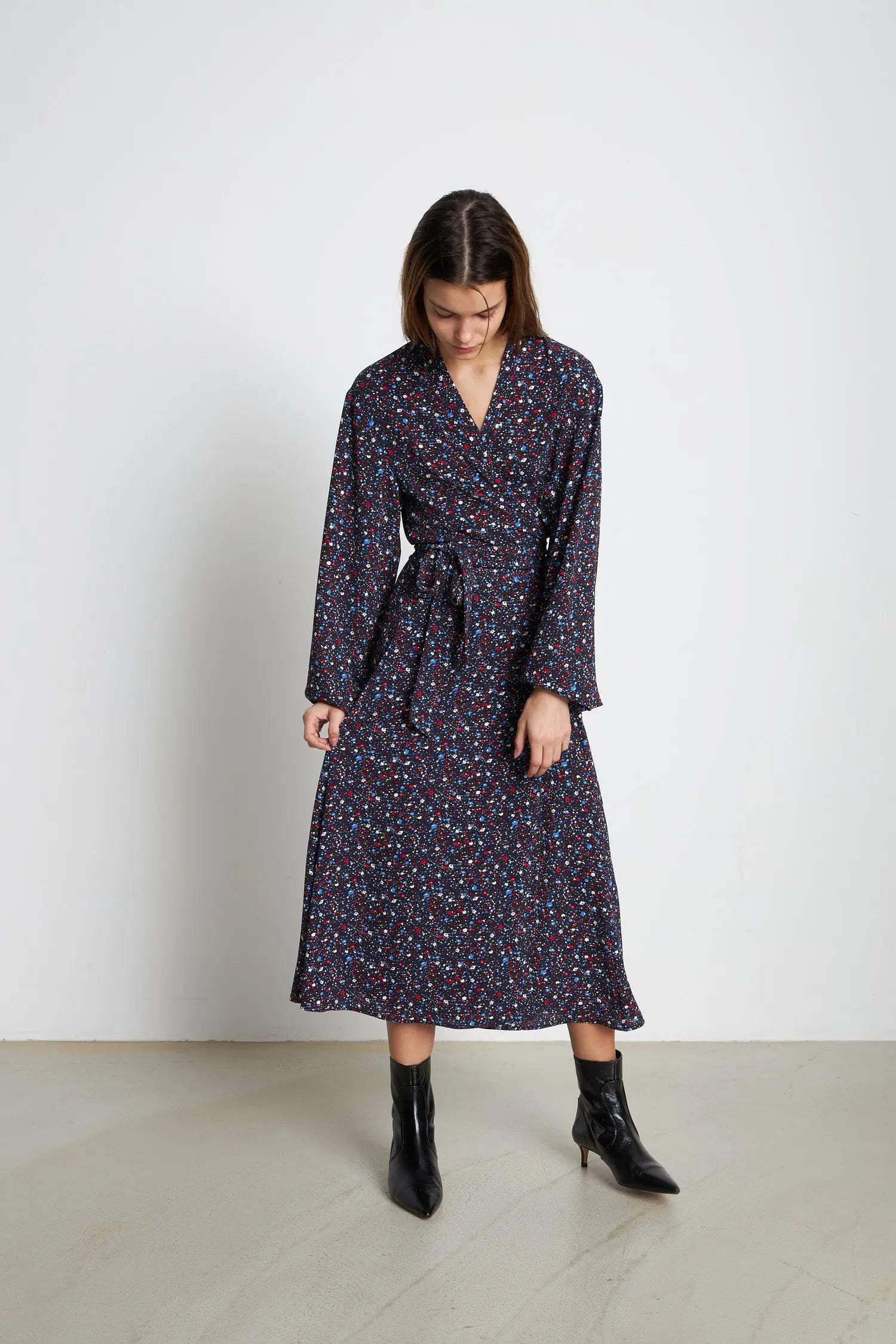 Stella Nova Midi wrap dress with all over print Dress 756 Flower Field