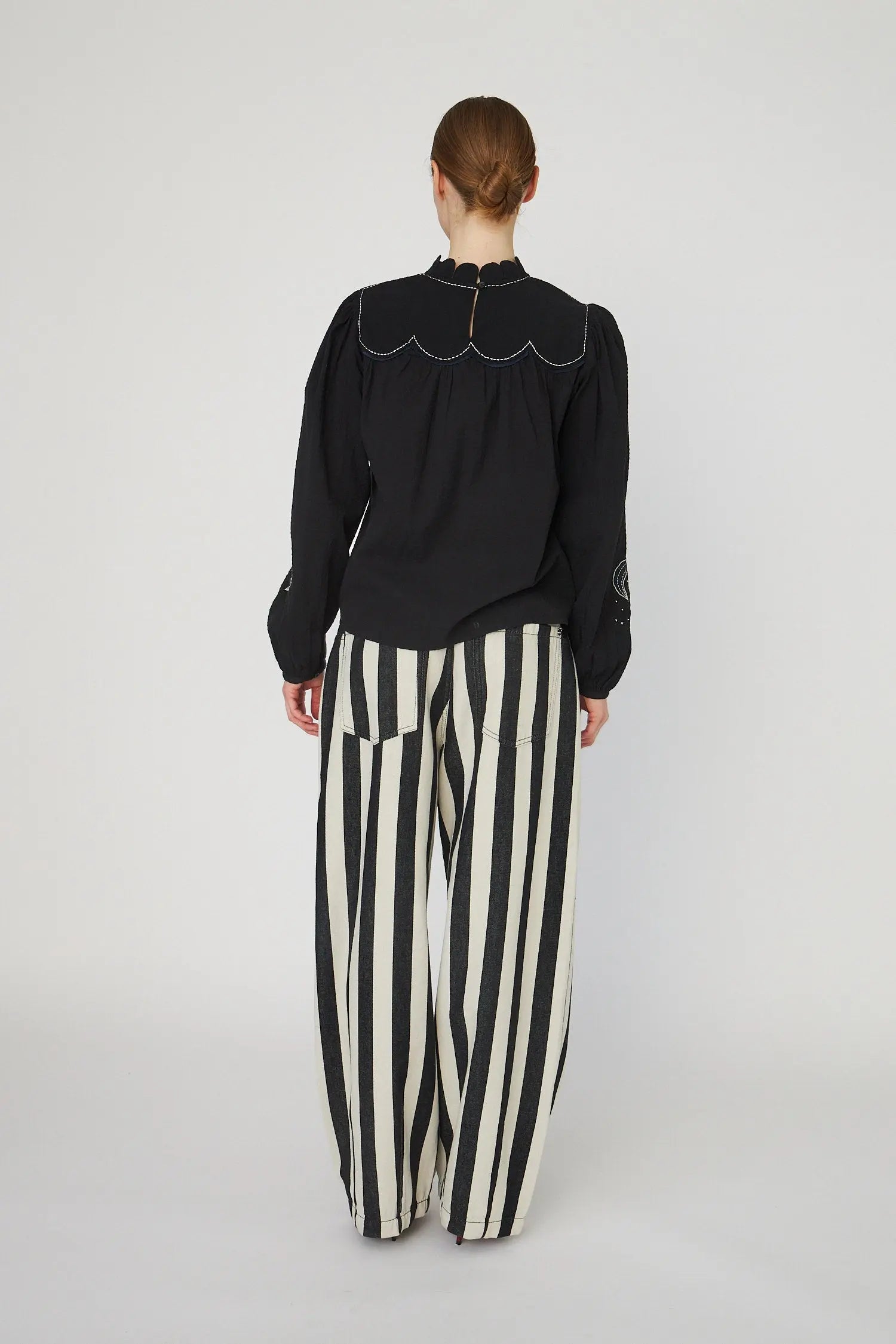 Stella Nova Moon and Star Embroidered Blouse Blouse 999 Black