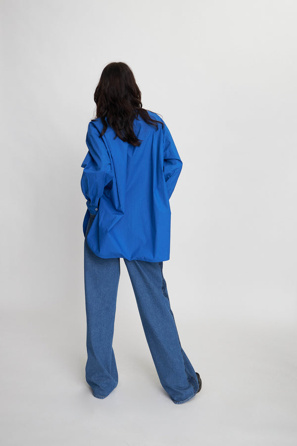 Stella Nova Oversized shirt with embroideries Shirt 337 Clear Blue