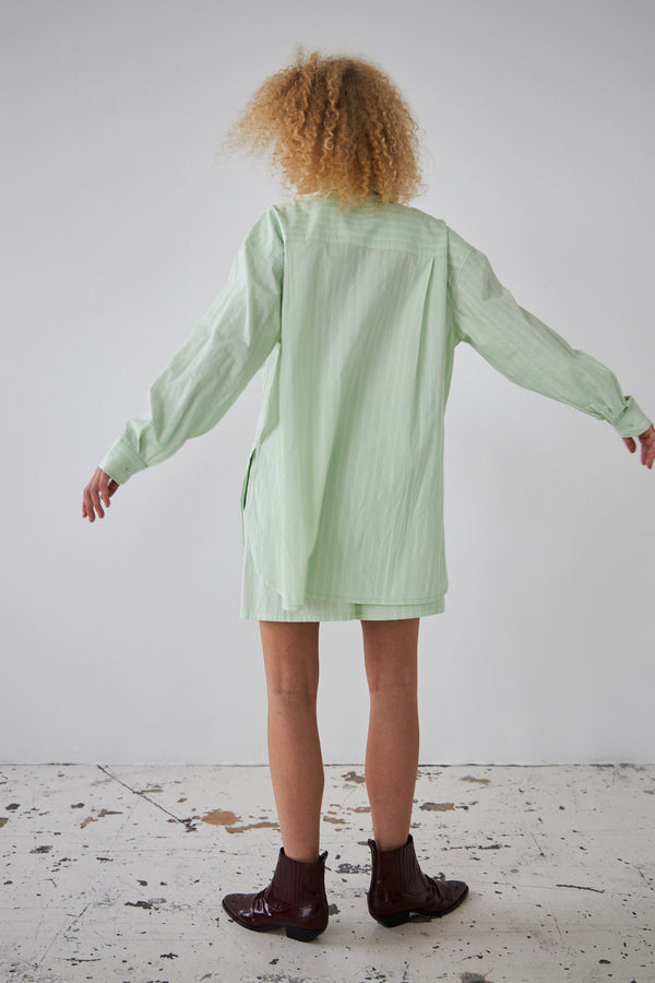 Stella Nova Oversized striped cotton shirt Shirt 236 Mint Tea