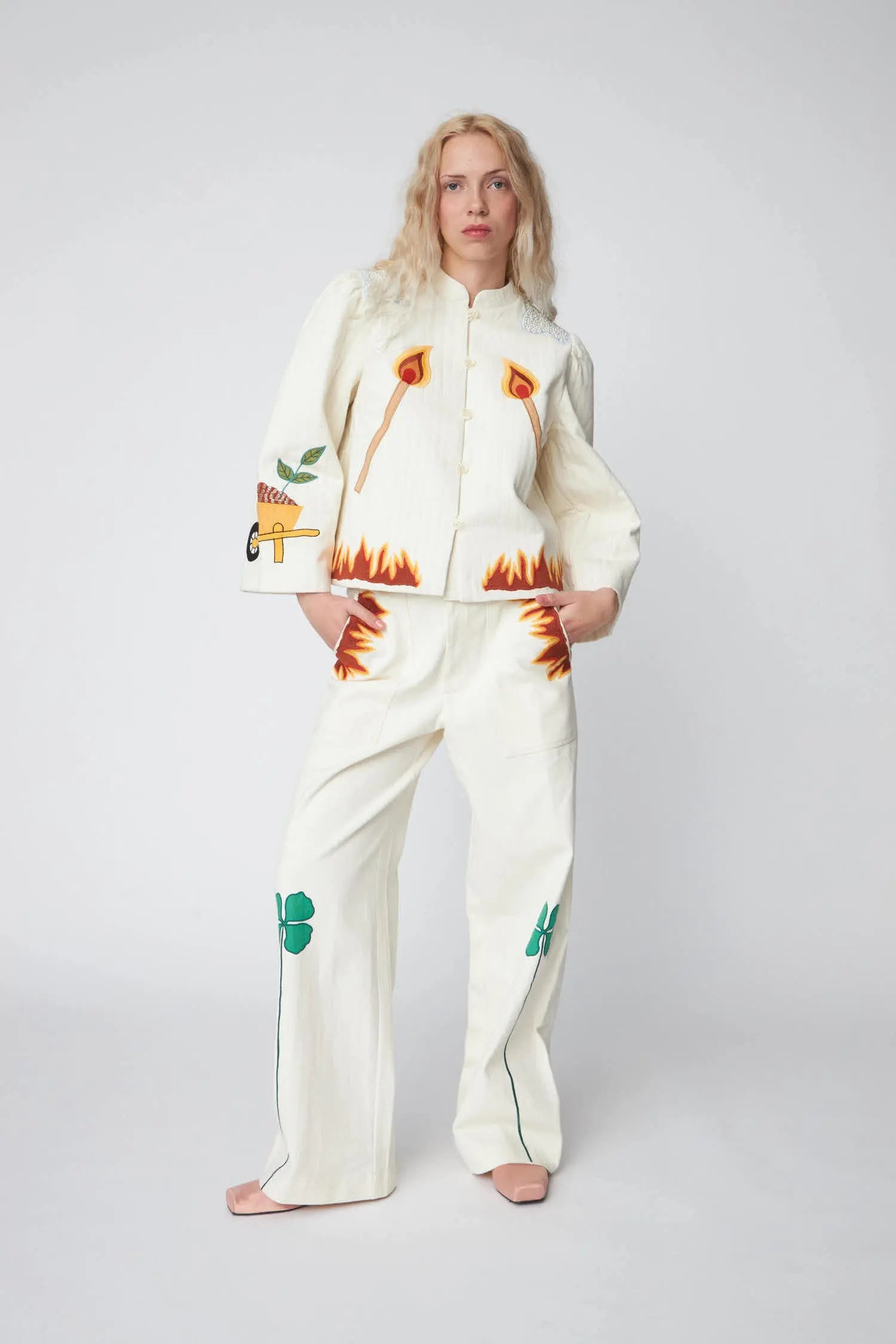 Stella Nova Patchwork Elements Cotton Jacket Jacket 029 Creme