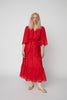 Pointelle Wrap Dress - Flame Red