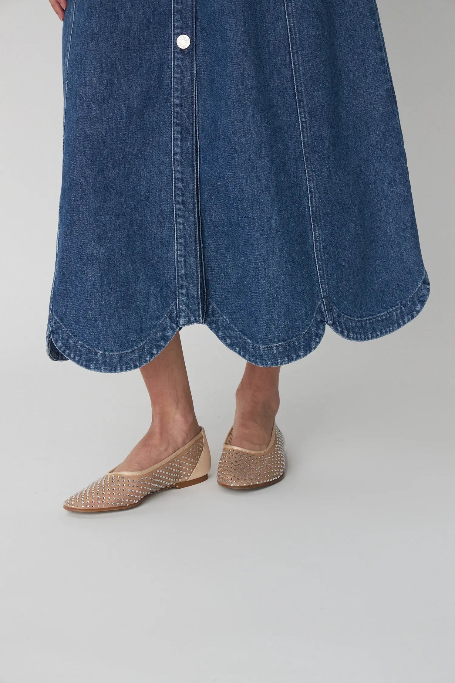 Stella Nova Raw Denim Dress with Waist Focus Dress 415 Washed Denim Blue