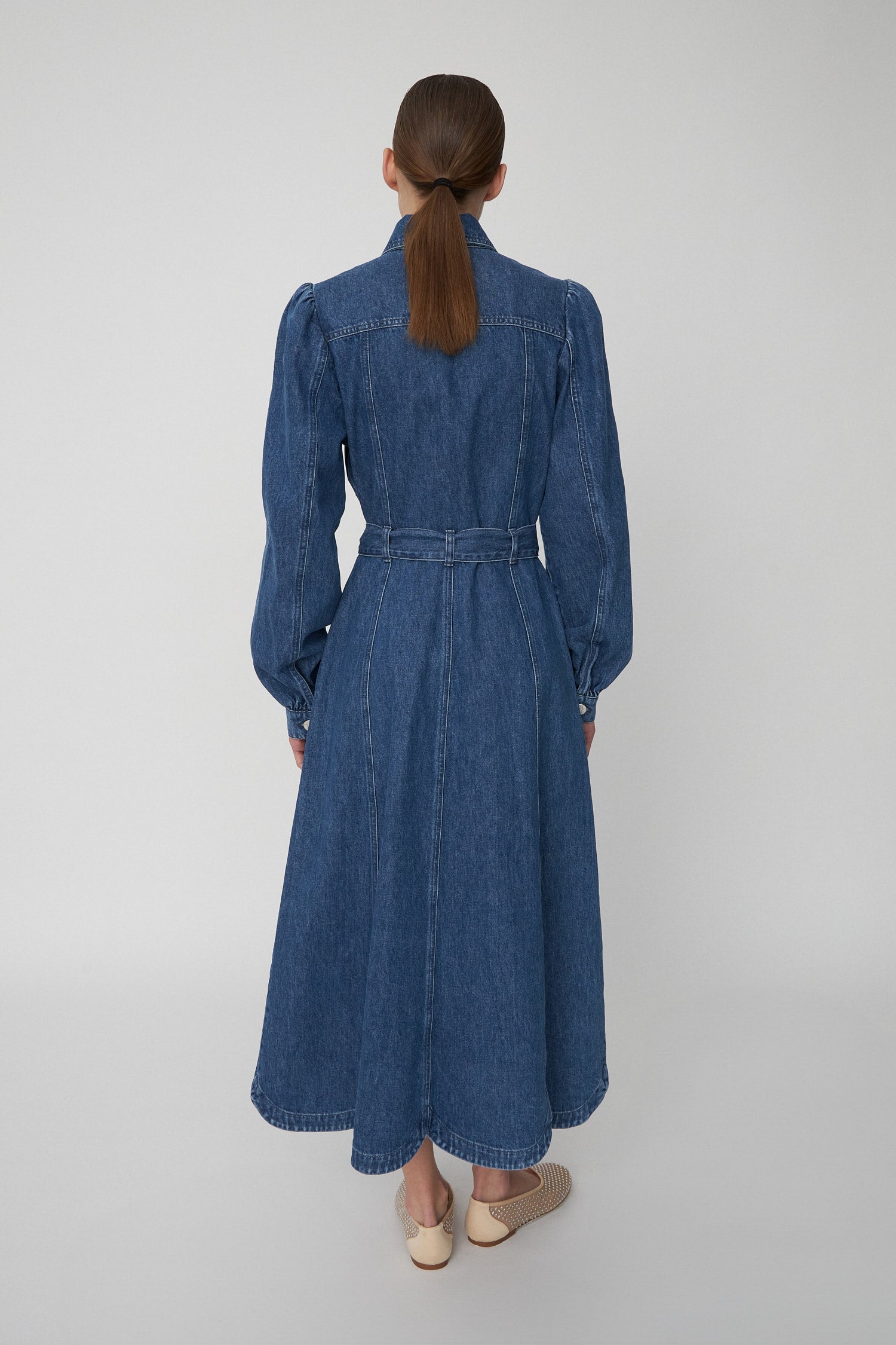 Stella Nova Raw Denim Dress with Waist Focus Dress 415 Washed Denim Blue