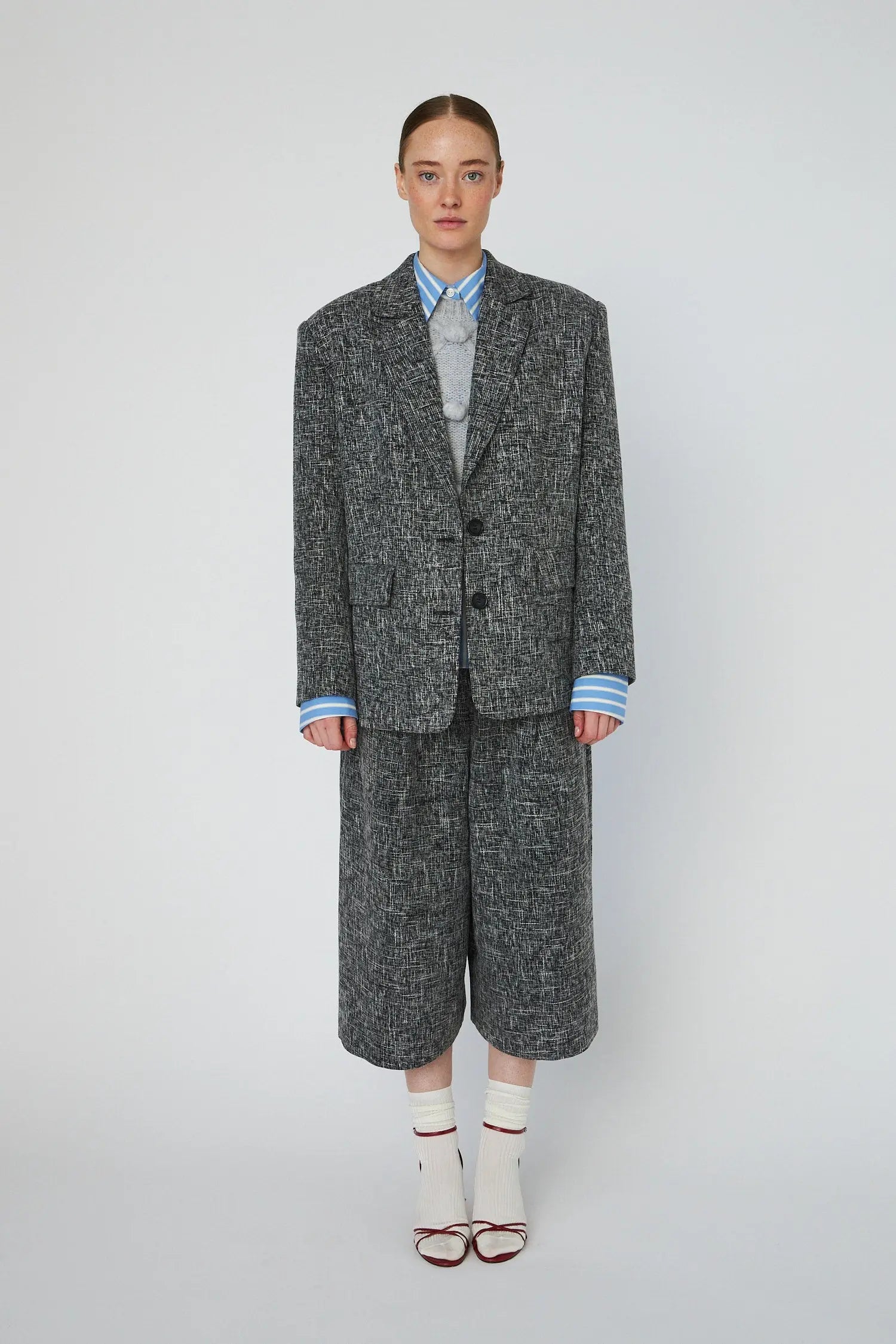 Stella Nova Salt and Pepper Oversized Blazer Blazer 921 Flintstone