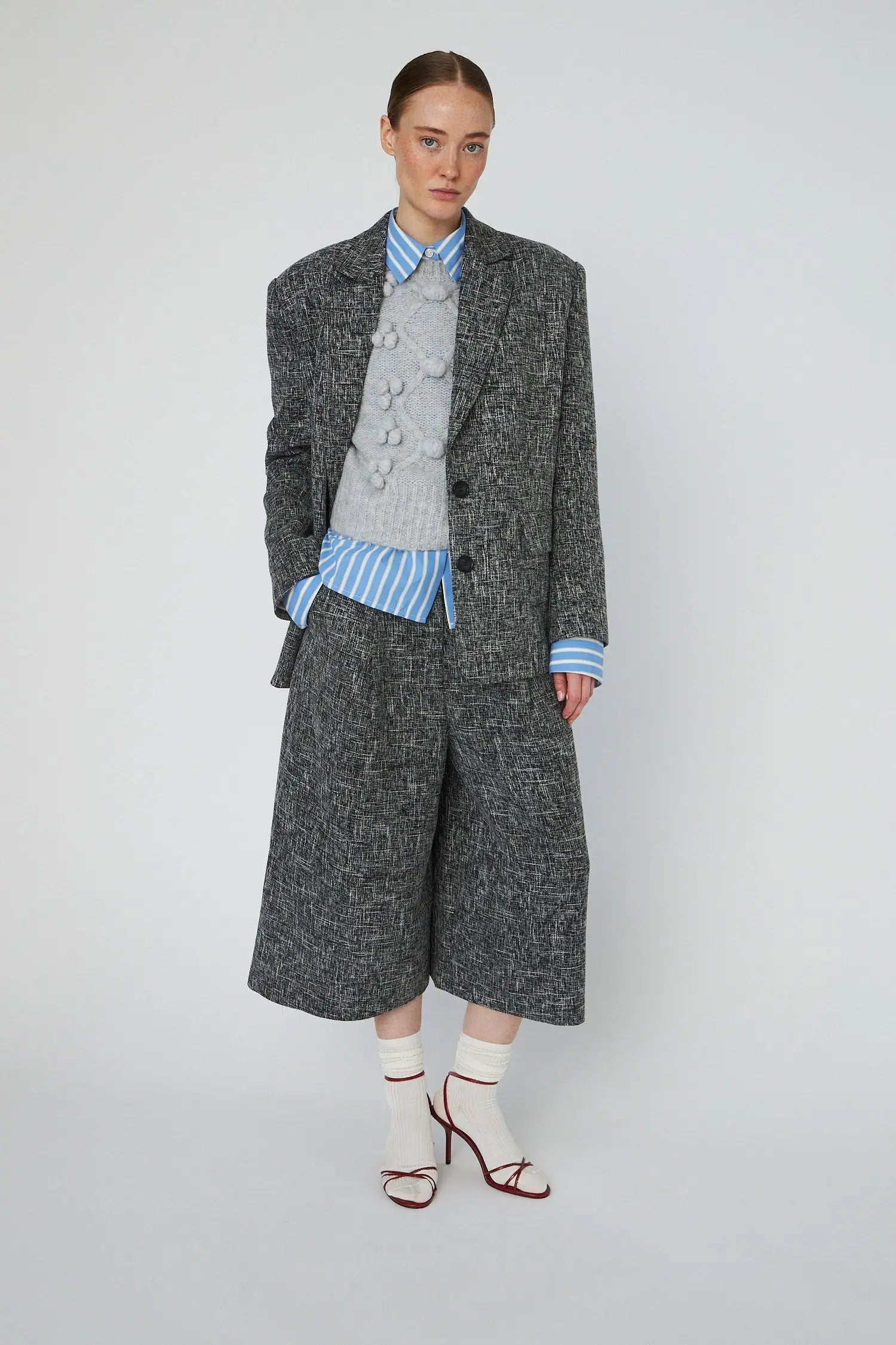 Stella Nova Salt and Pepper Oversized Blazer Blazer 921 Flintstone