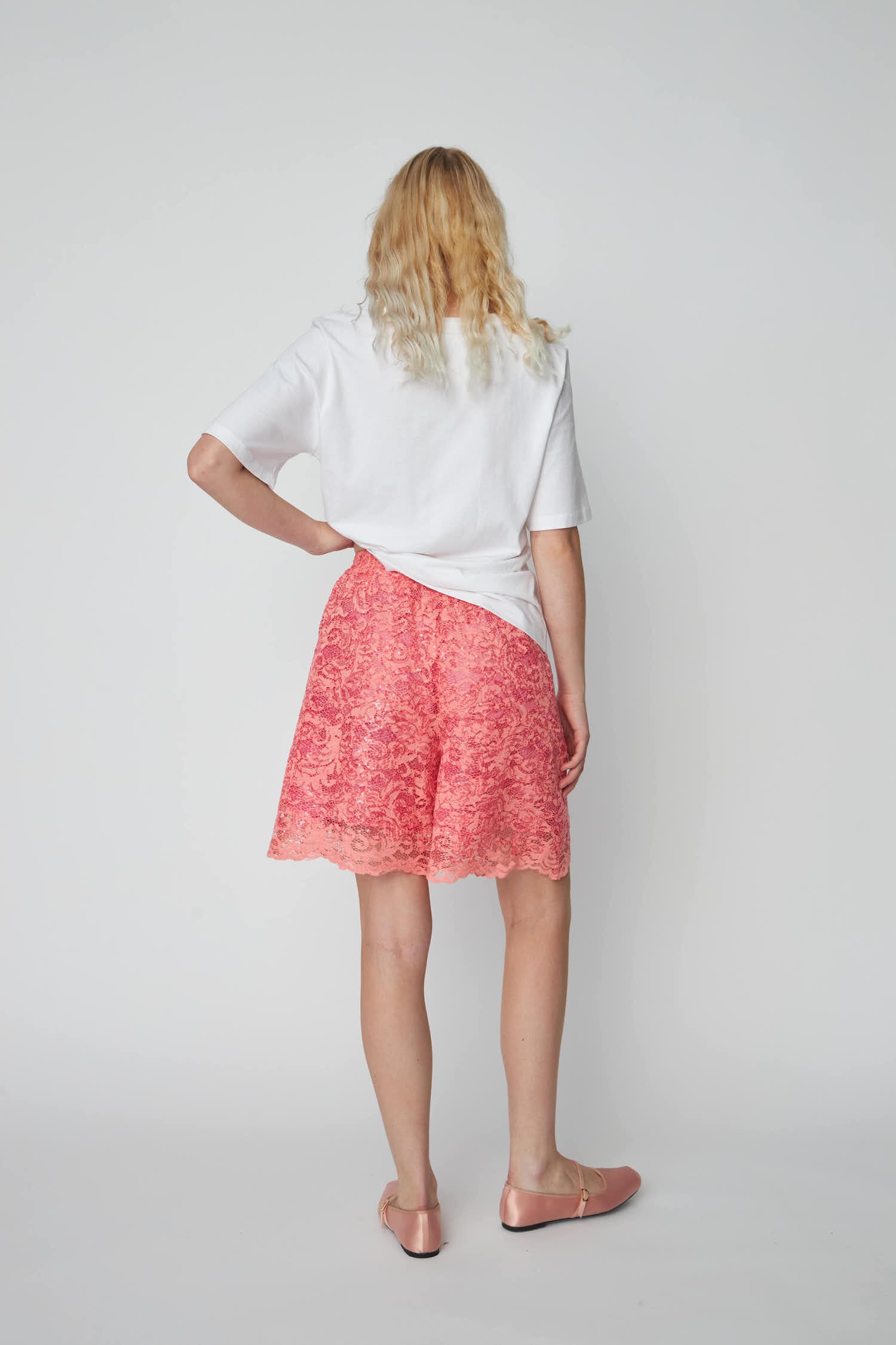 Stella Nova Sequined Lace Shorts Short Pants 567 Amazing Pink