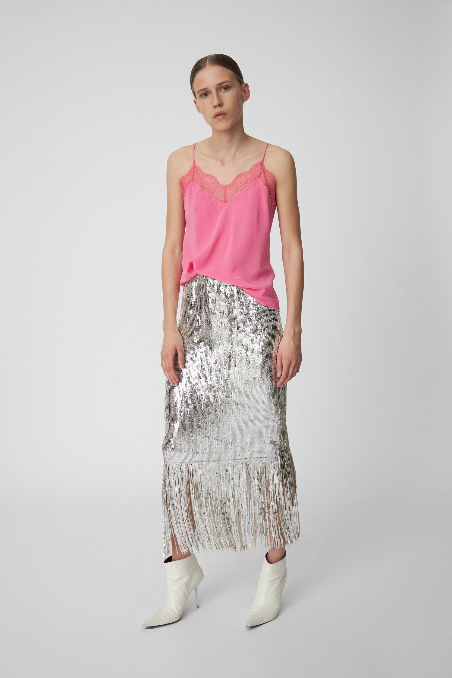 Stella Nova Sequins Fringes Skirt Skirt 873 Silver Fractures