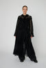 Sheer Lace Maxi Cape Dress - Black
