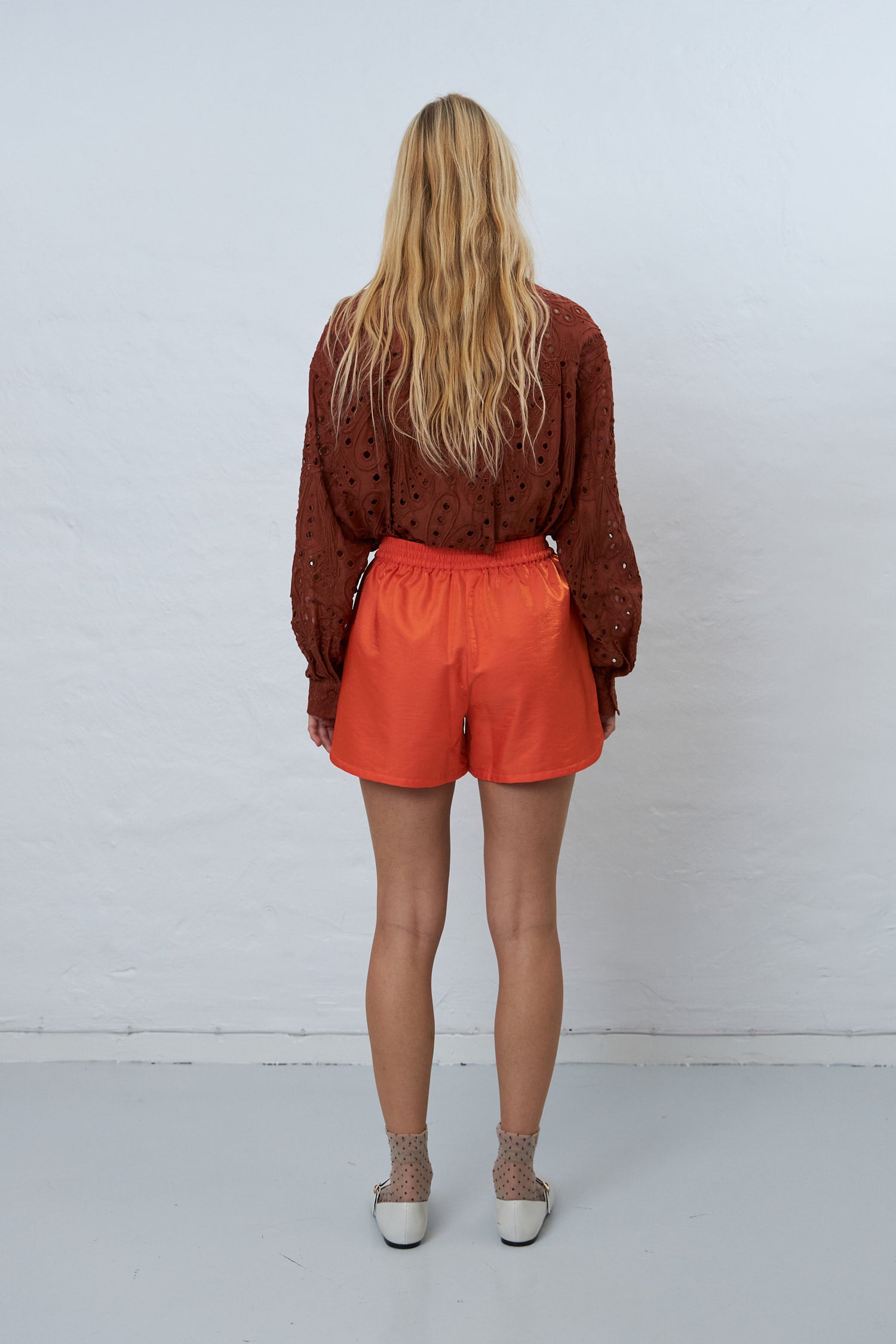 Stella Nova Shiny casual shorts Short Pants 466 Orange Red