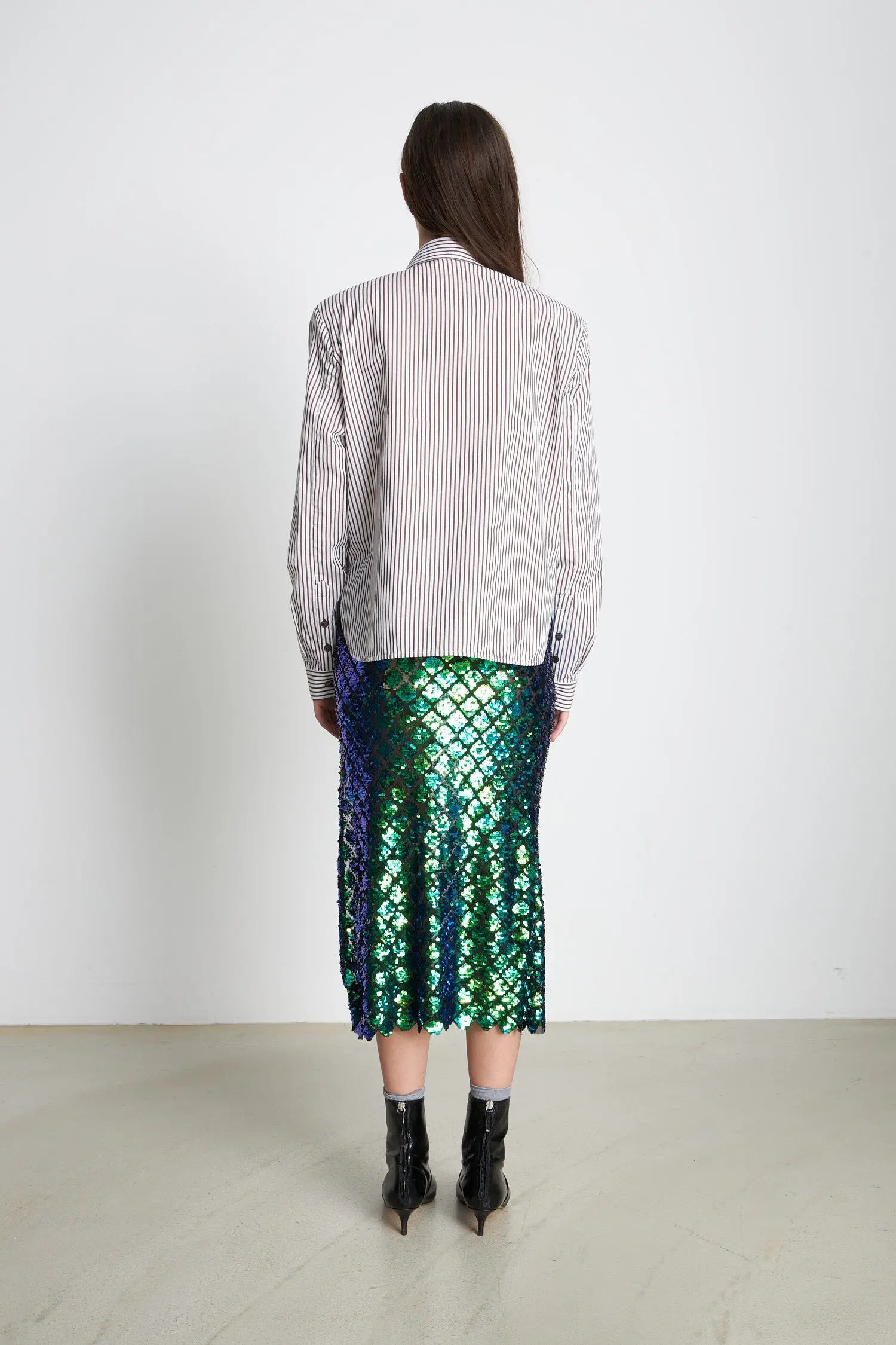 Stella Nova Shirt with shoulderpads Shirt 735 Brown Stripes