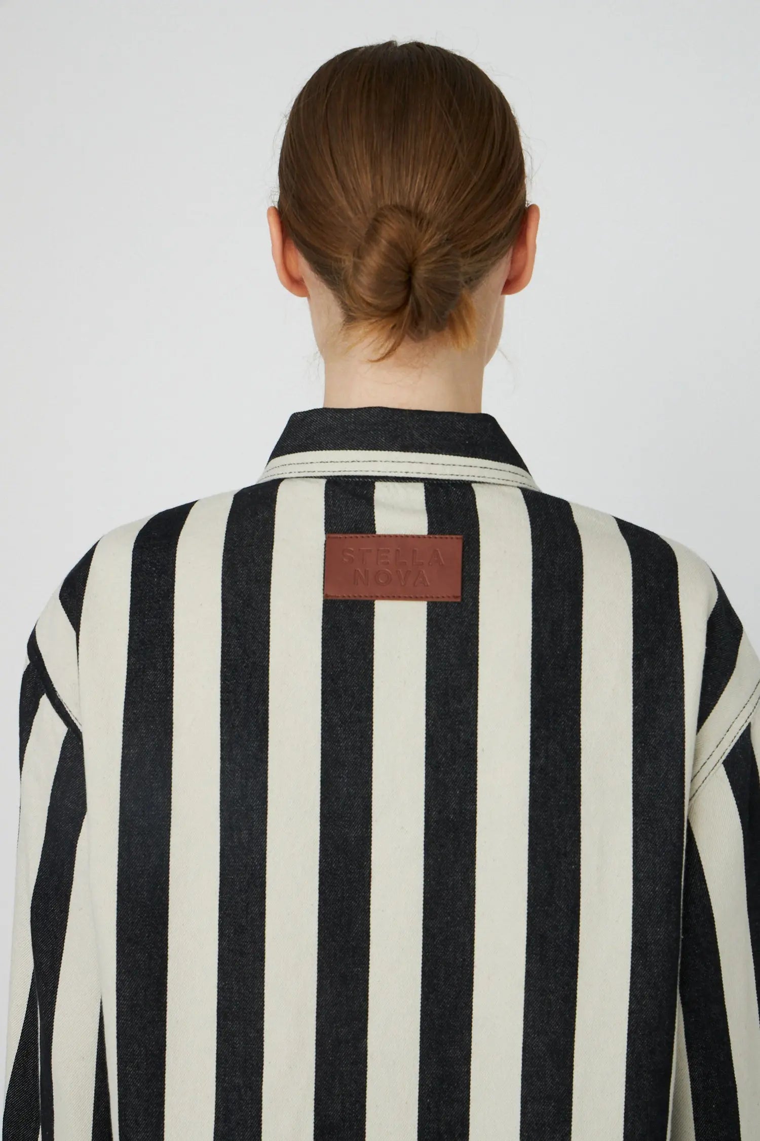 Stella Nova Striped Shirt in Cotton Shirt 907 Black/Creme